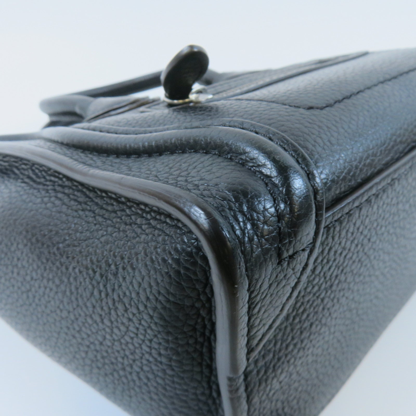 CELINE 牛皮皮革Nano Luggage銀扣手挽肩背兩用袋黑色