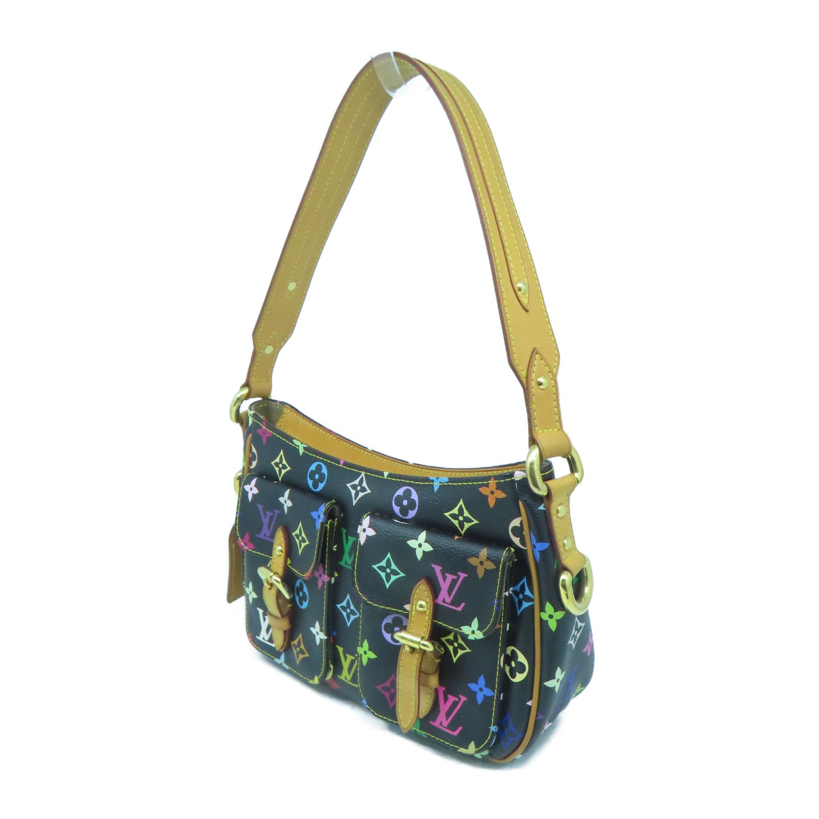 LOUIS VUITTON Monogram Multicolore Lodge PM金扣肩背袋黑色/彩色
