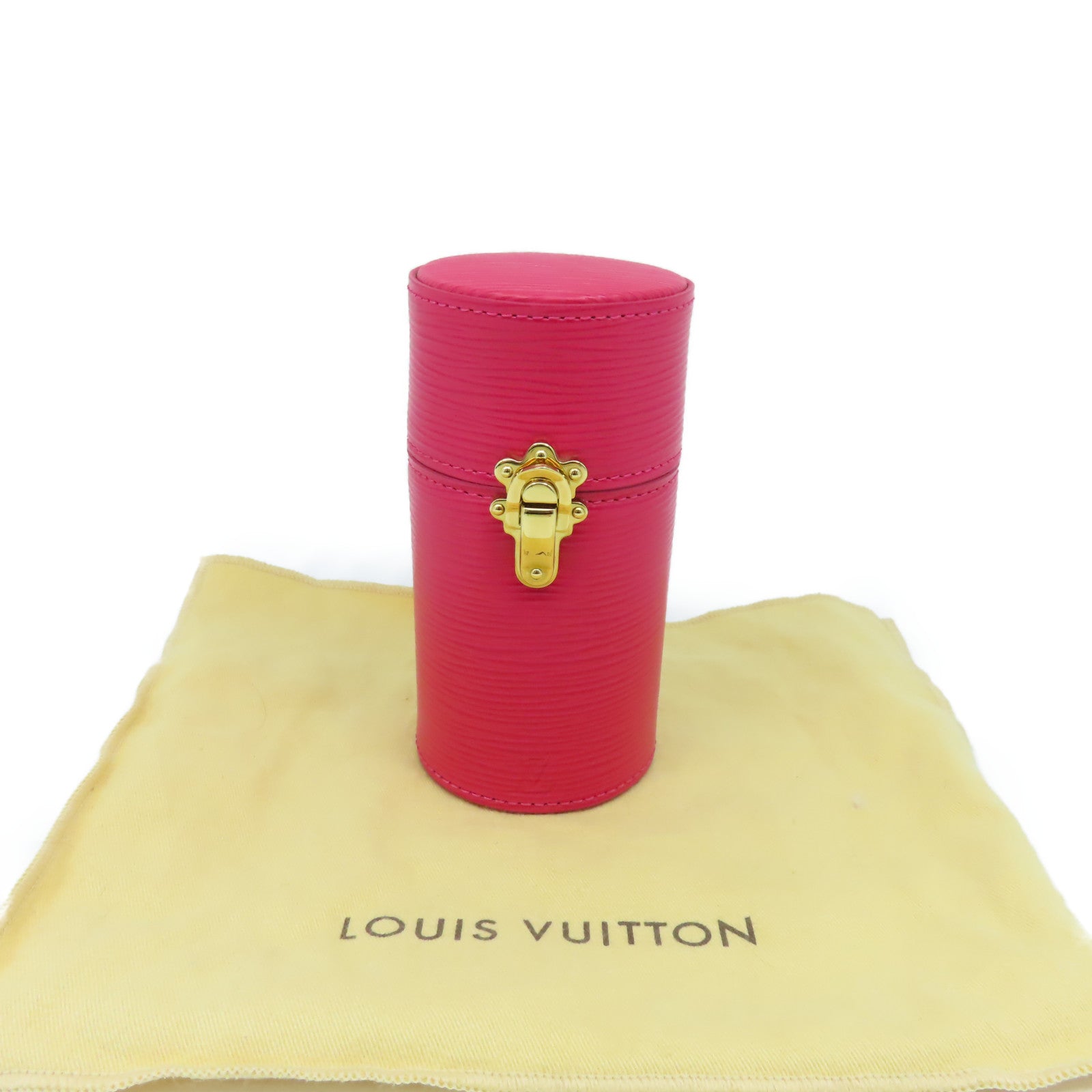 LOUIS VUITTON Epi Travel Case金扣香水盒粉紅色
