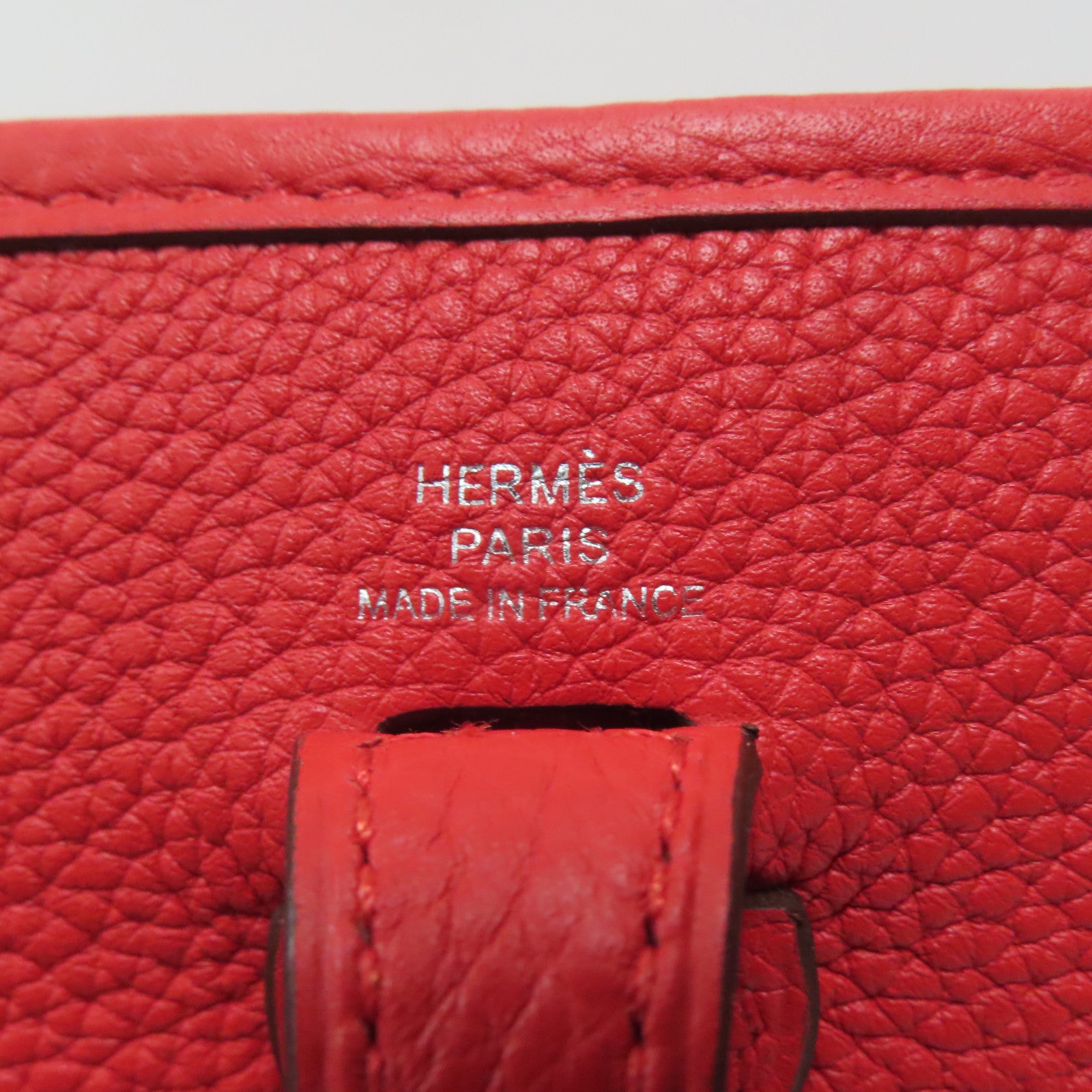 HERMES Clemence皮革Evelyne TPM銀扣肩背袋紅色