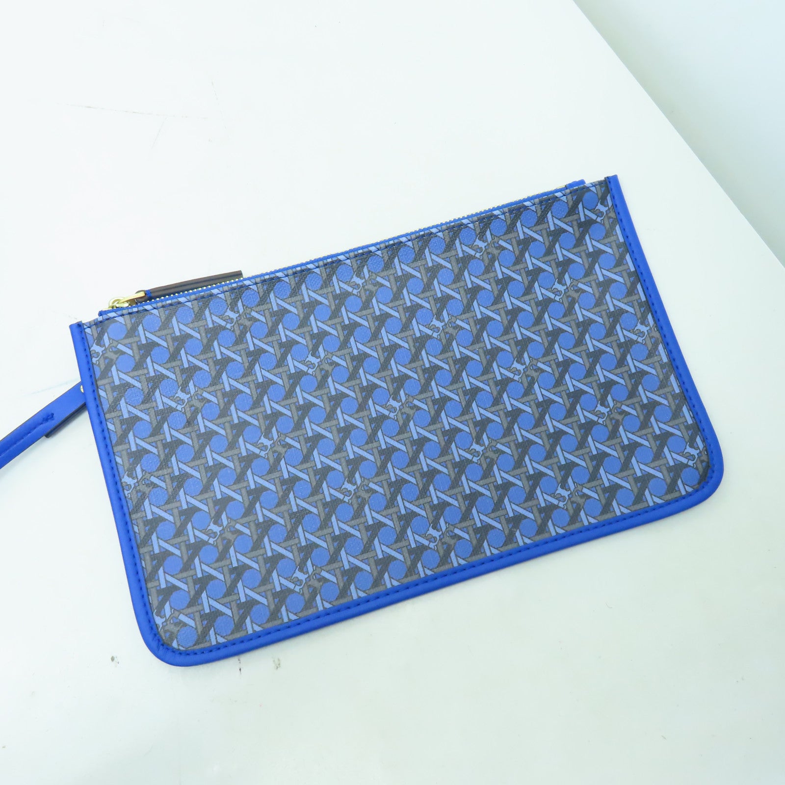 Tory Burch 塗層帆布Tote Bag金扣肩背袋藍色