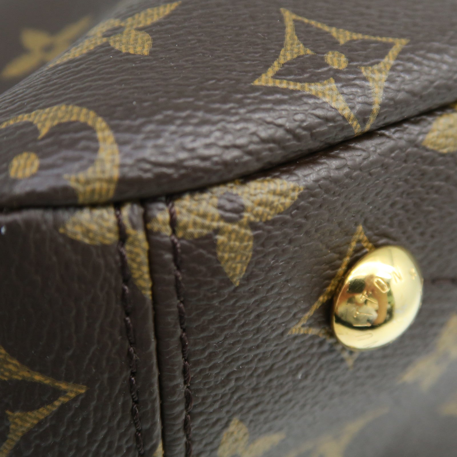 LOUIS VUITTON Monogram Pallas MM Gold Buckle Handle Shoulder Bag Brown/Red