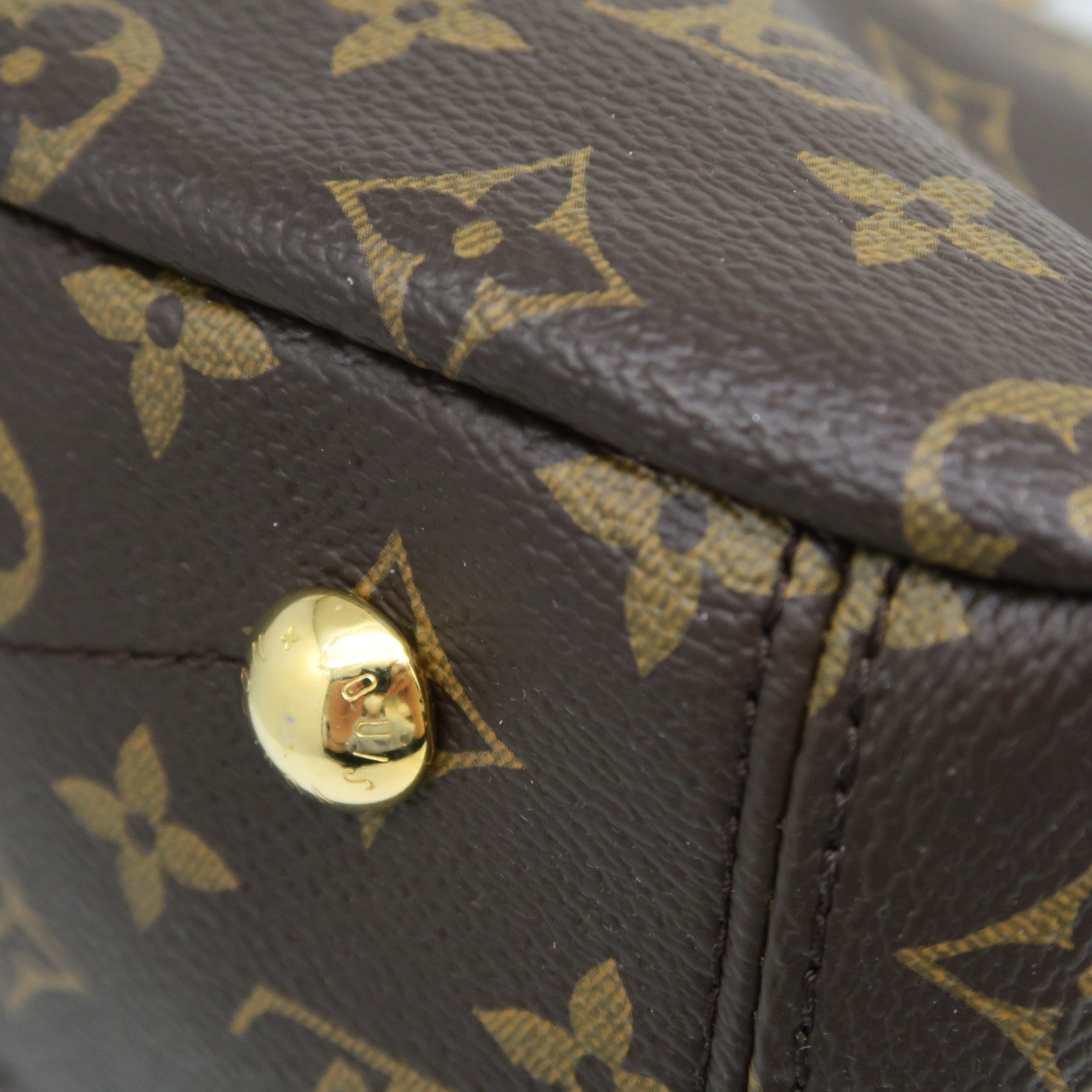 LOUIS VUITTON Monogram Pallas MM Gold Buckle Handle Shoulder Bag Brown/Red
