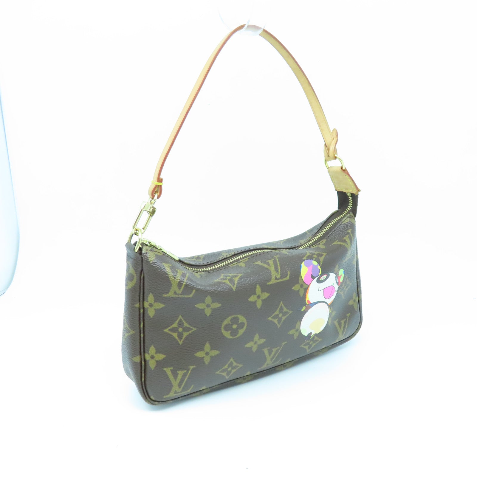 LOUIS VUITTON Monogram Pochette Accessories金扣手拿包棕色