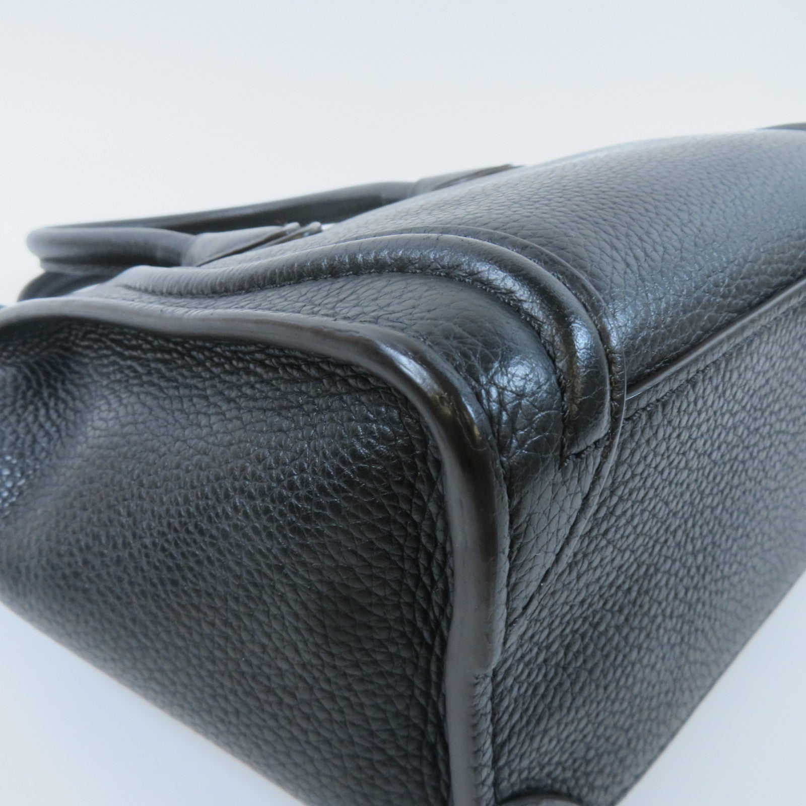 CELINE 牛皮皮革Nano Luggage銀扣手挽肩背兩用袋黑色