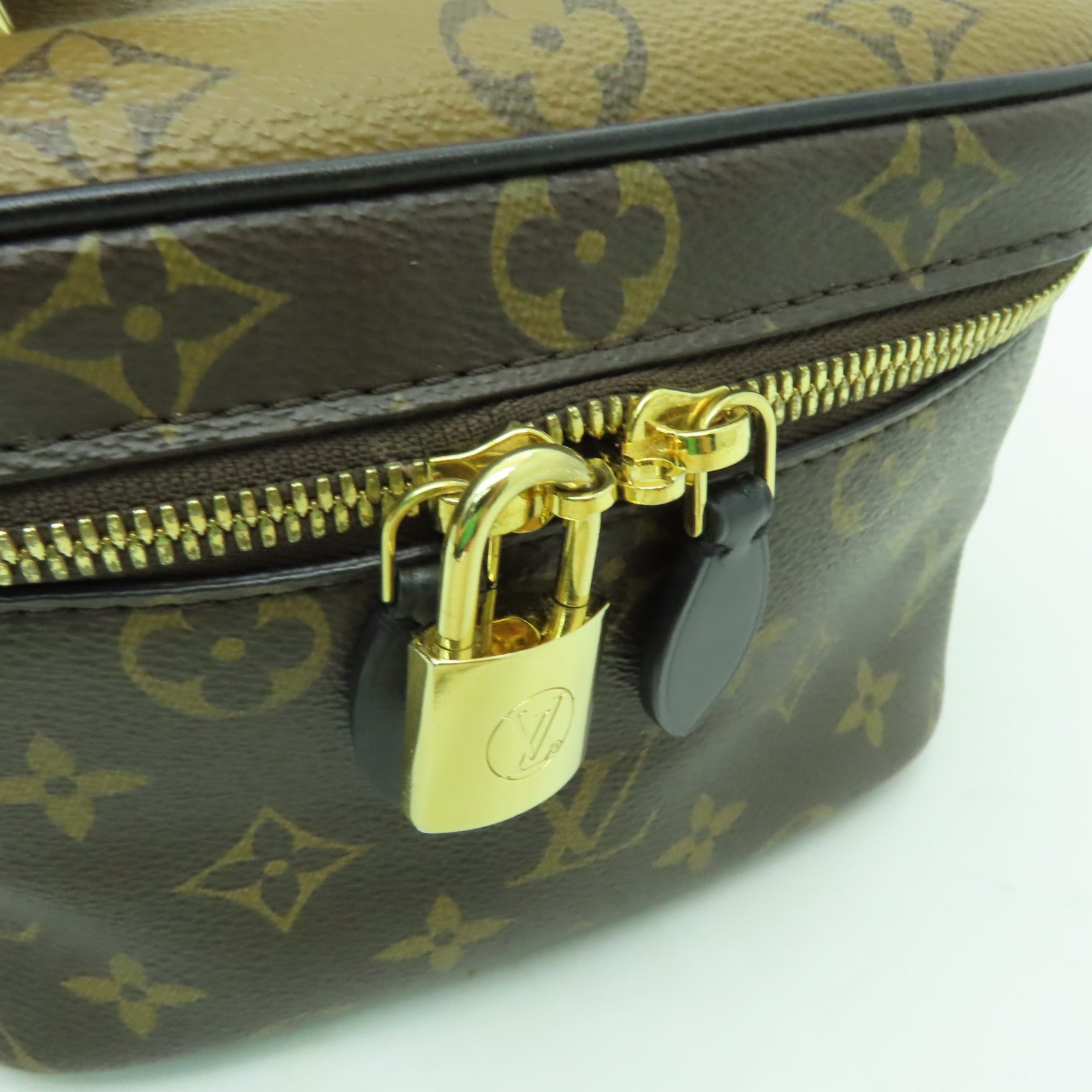 LOUIS VUITTON 【激減優惠】Monogram Vanity PM金扣手挽肩背兩用袋啡色/黑色