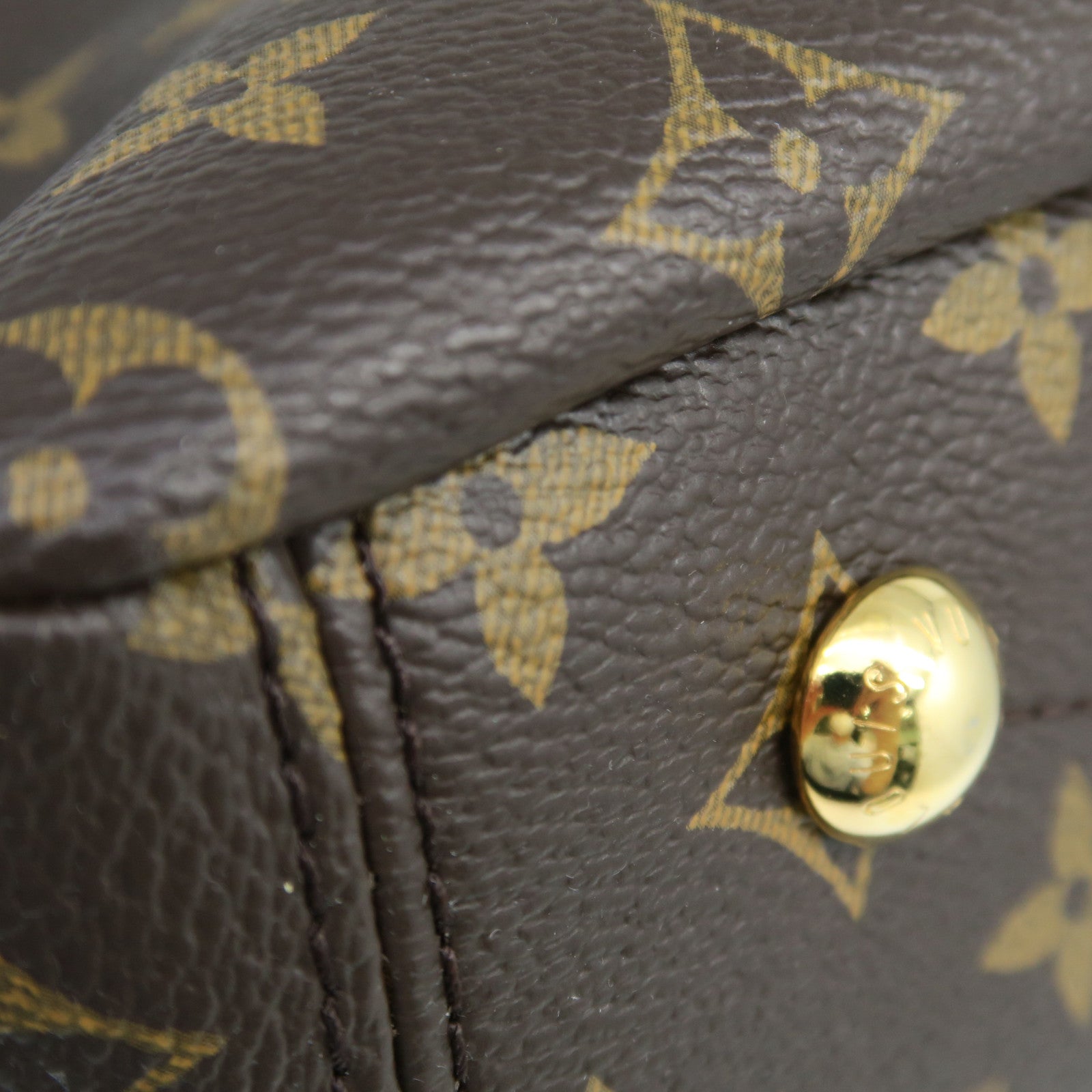 LOUIS VUITTON Monogram Pallas MM Gold Buckle Handle Shoulder Bag Brown/Red