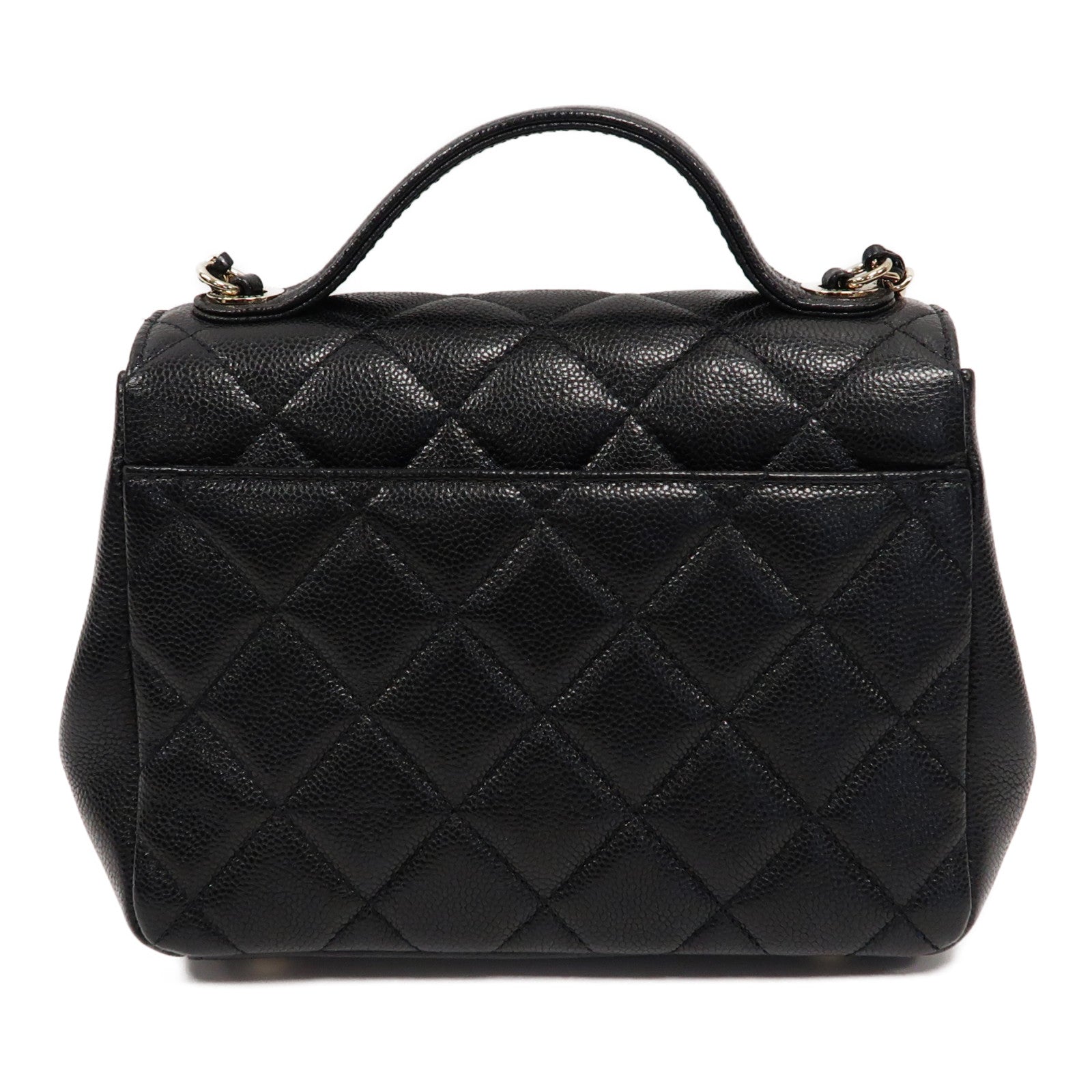 CHANEL 菱格Caviar皮革Business Affinity Bag金扣手挽肩背兩用袋黑色
