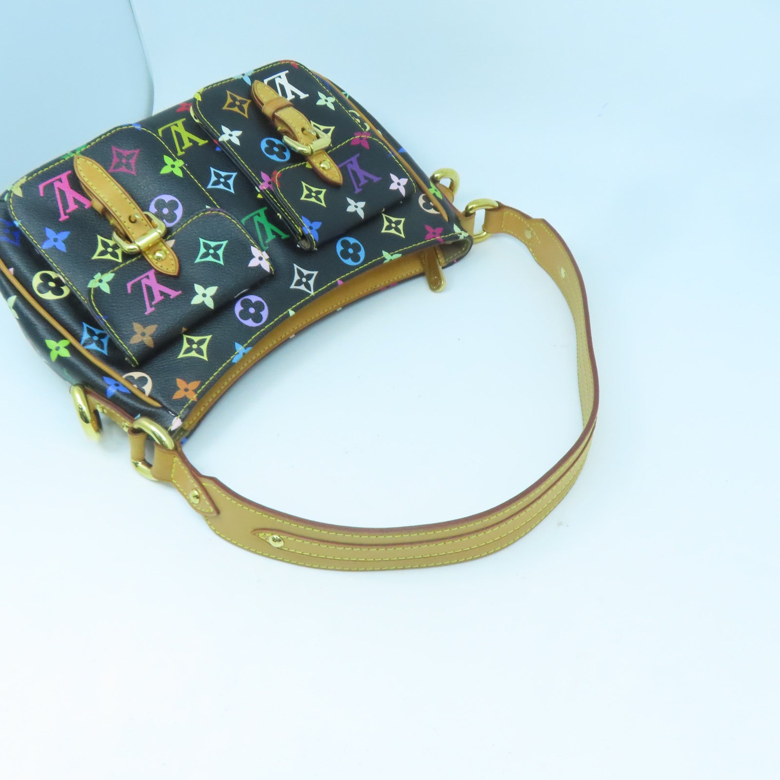 LOUIS VUITTON Monogram Multicolore Lodge PM金扣肩背袋黑色/彩色