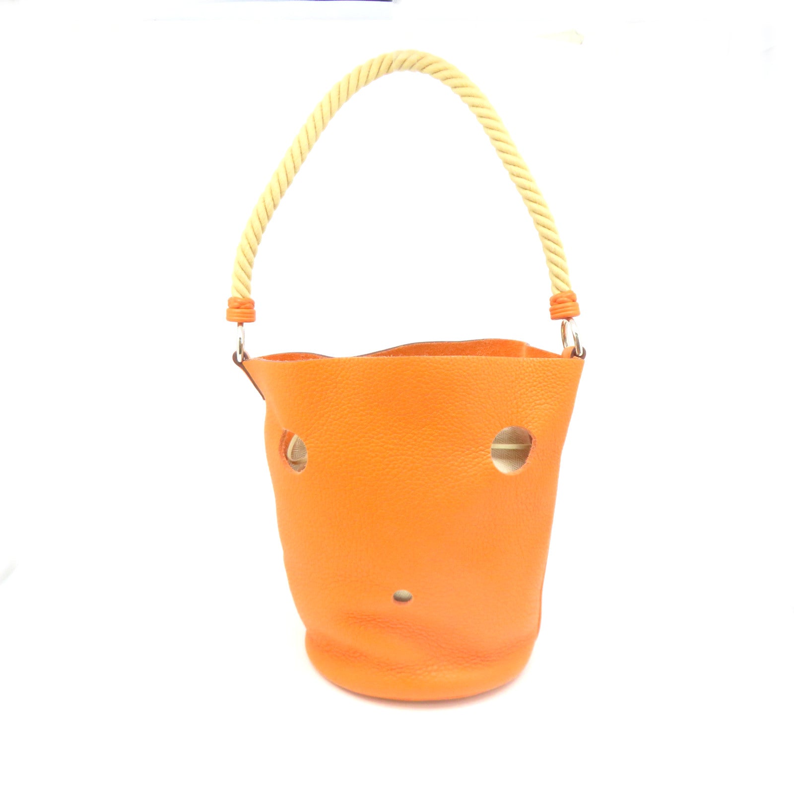 HERMES Clemence Leather Mangeoire PM Shoulder Bag Orange Orange