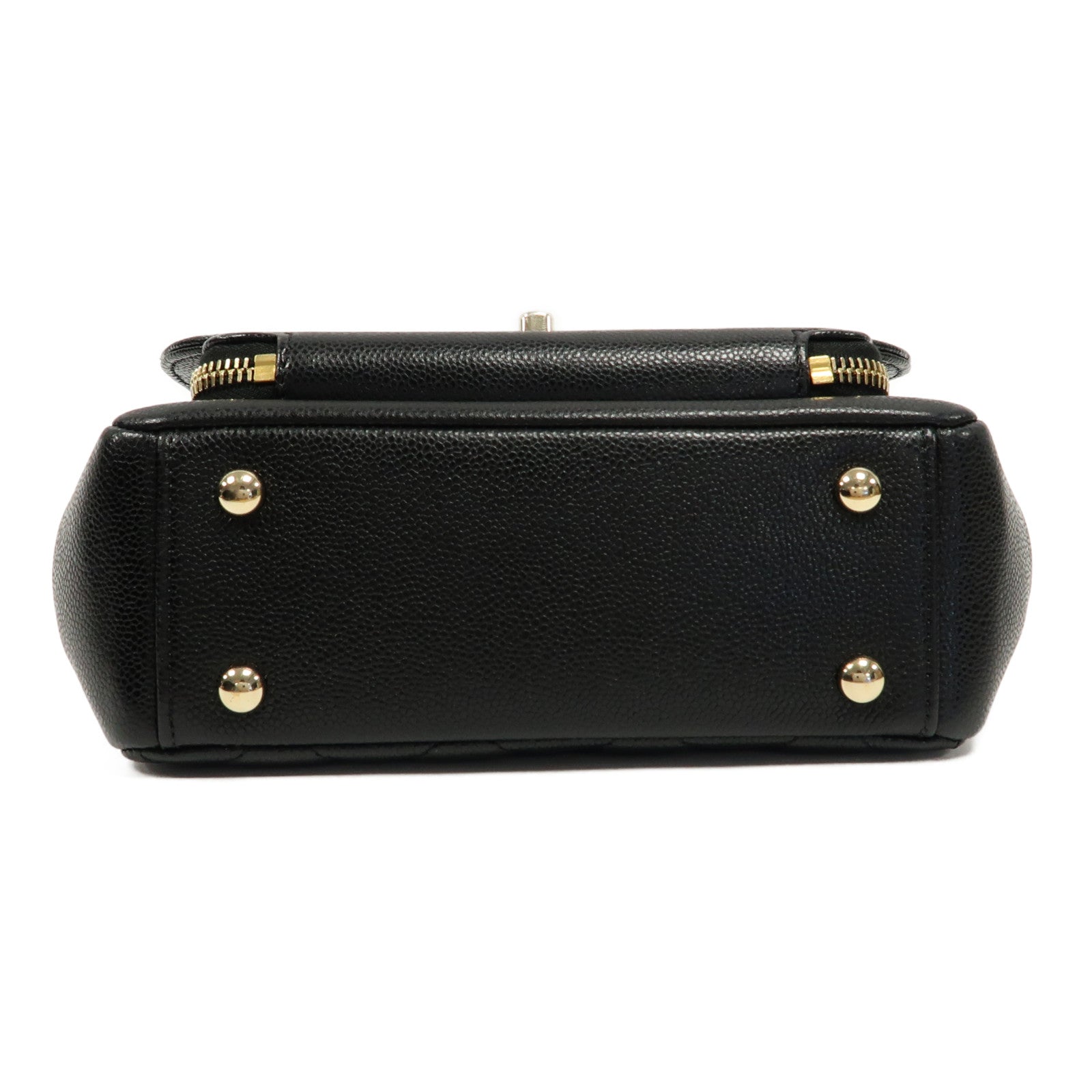 CHANEL 菱格Caviar皮革Business Affinity Bag金扣手挽肩背兩用袋黑色