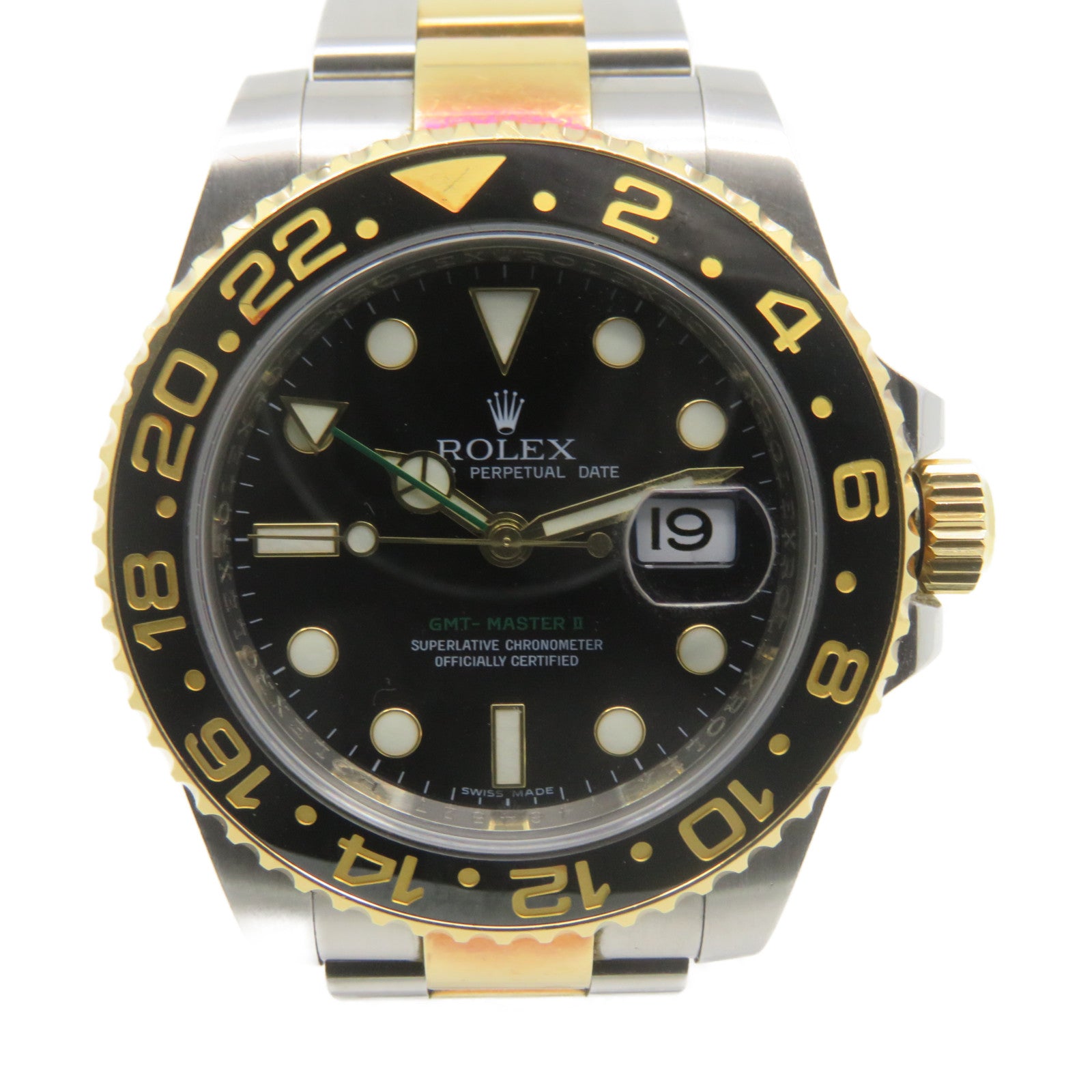 ROLEX GMT MasterⅡ Watch 18K黃金/不鏽鋼自動機芯手錶黑色