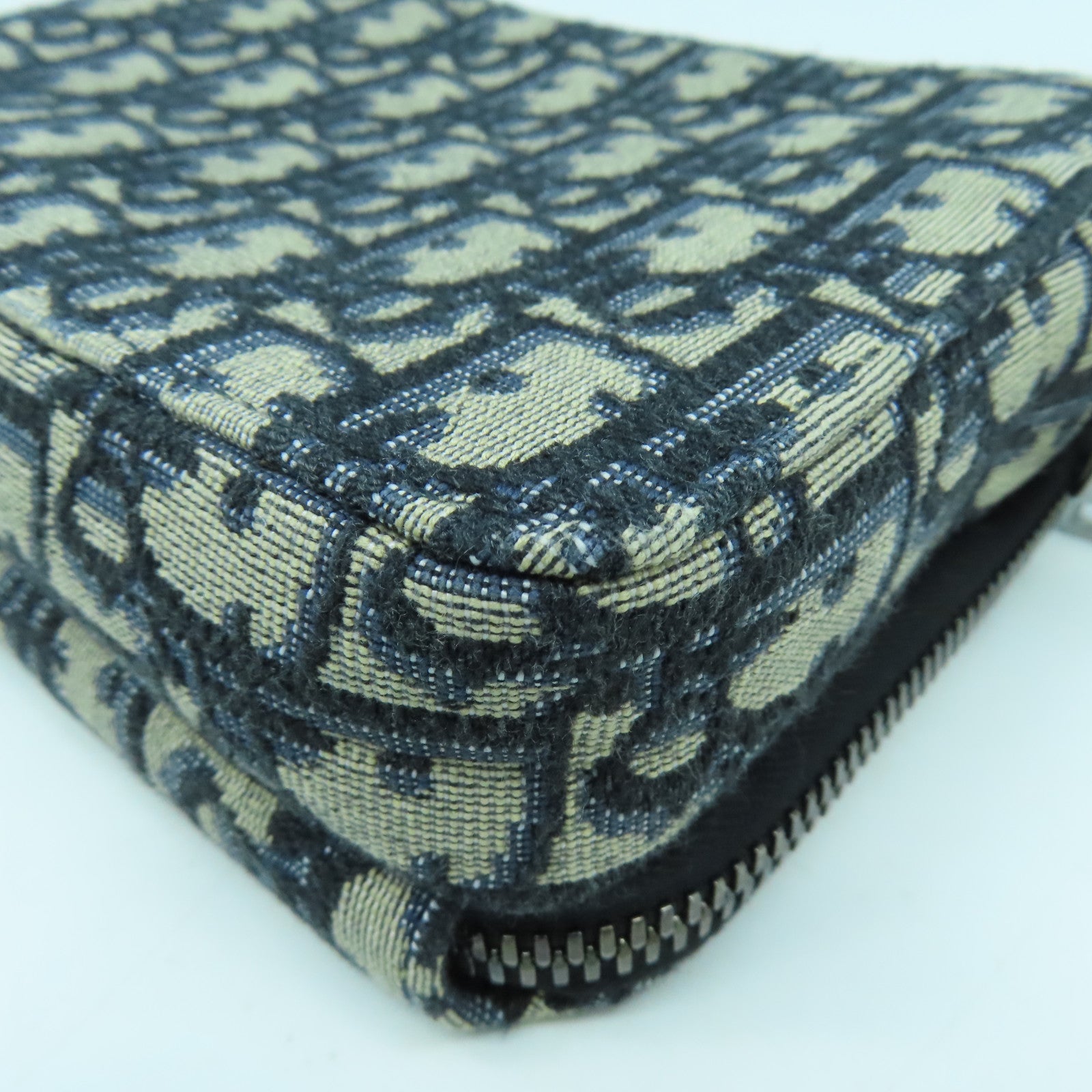 Dior 帆布Pouch With Strap銀扣肩背袋藍色