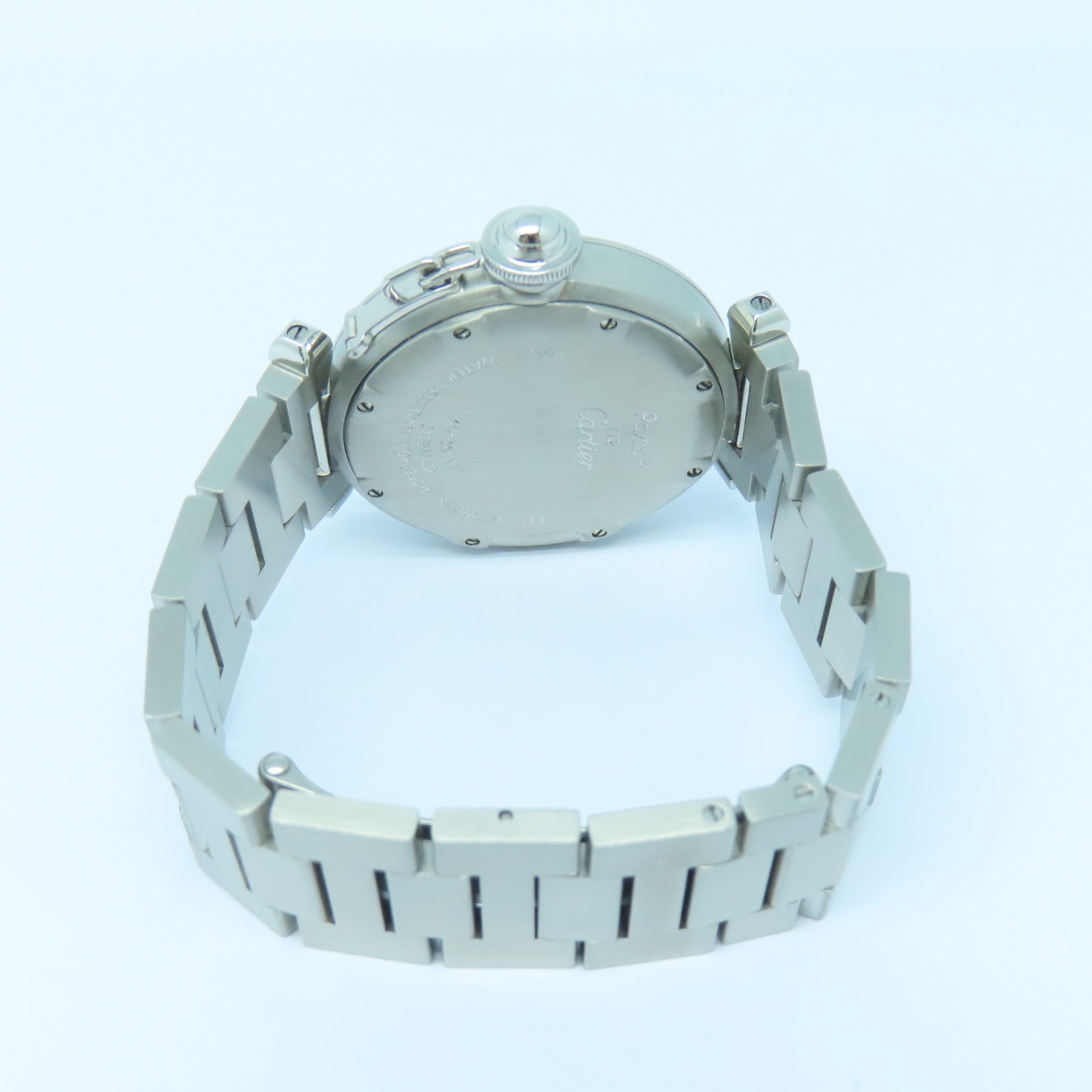 CARTIER Pasha C Big Date Stainless Steel Watch Automatic Movement White