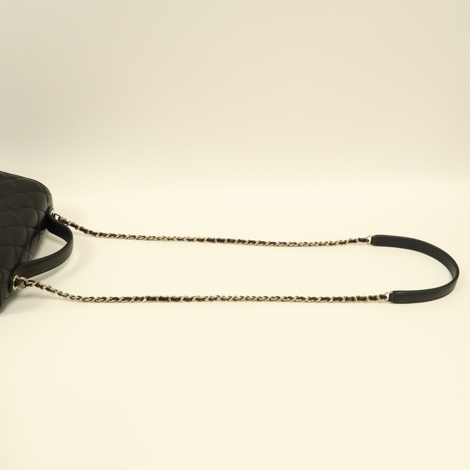 CHANEL 菱格Caviar皮革Business Affinity Bag金扣手挽肩背兩用袋黑色