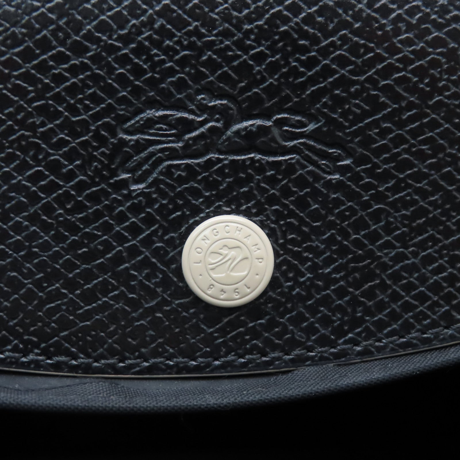 Longchamp 尼龍Shoulder Bag銀扣肩背袋黑色/米色