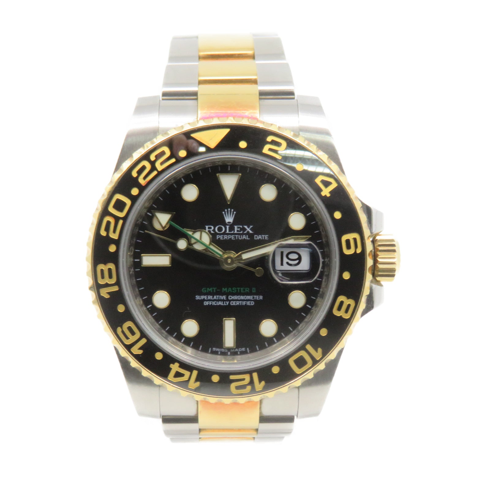 ROLEX GMT MasterⅡ Watch 18K黃金/不鏽鋼自動機芯手錶黑色
