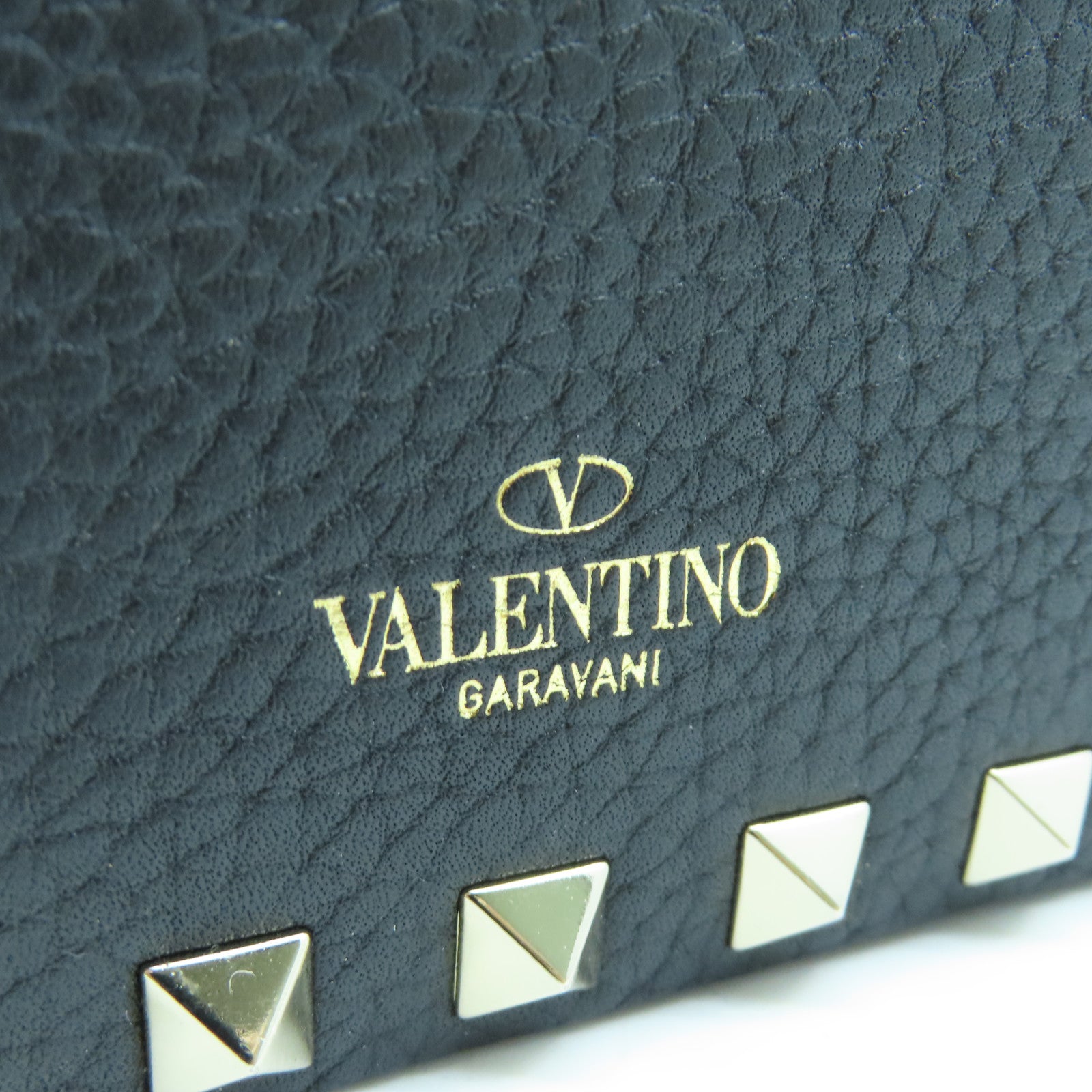 Valentino Leather Chain Shoulder Gold Buckle Chain Shoulder Bag Black