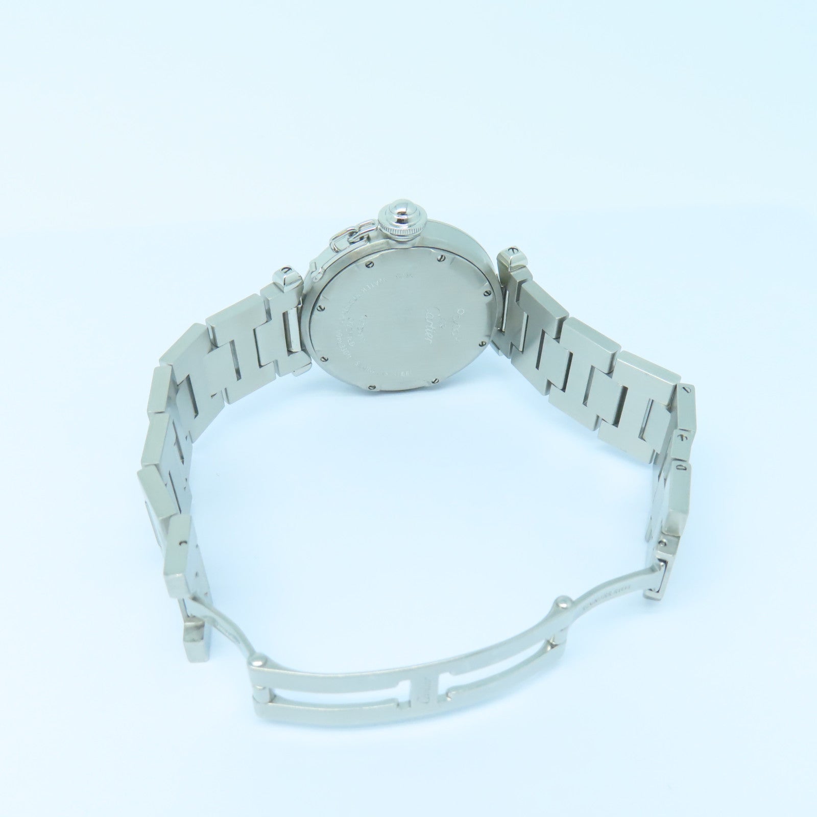 CARTIER Pasha C Big Date Stainless Steel Watch Automatic Movement White