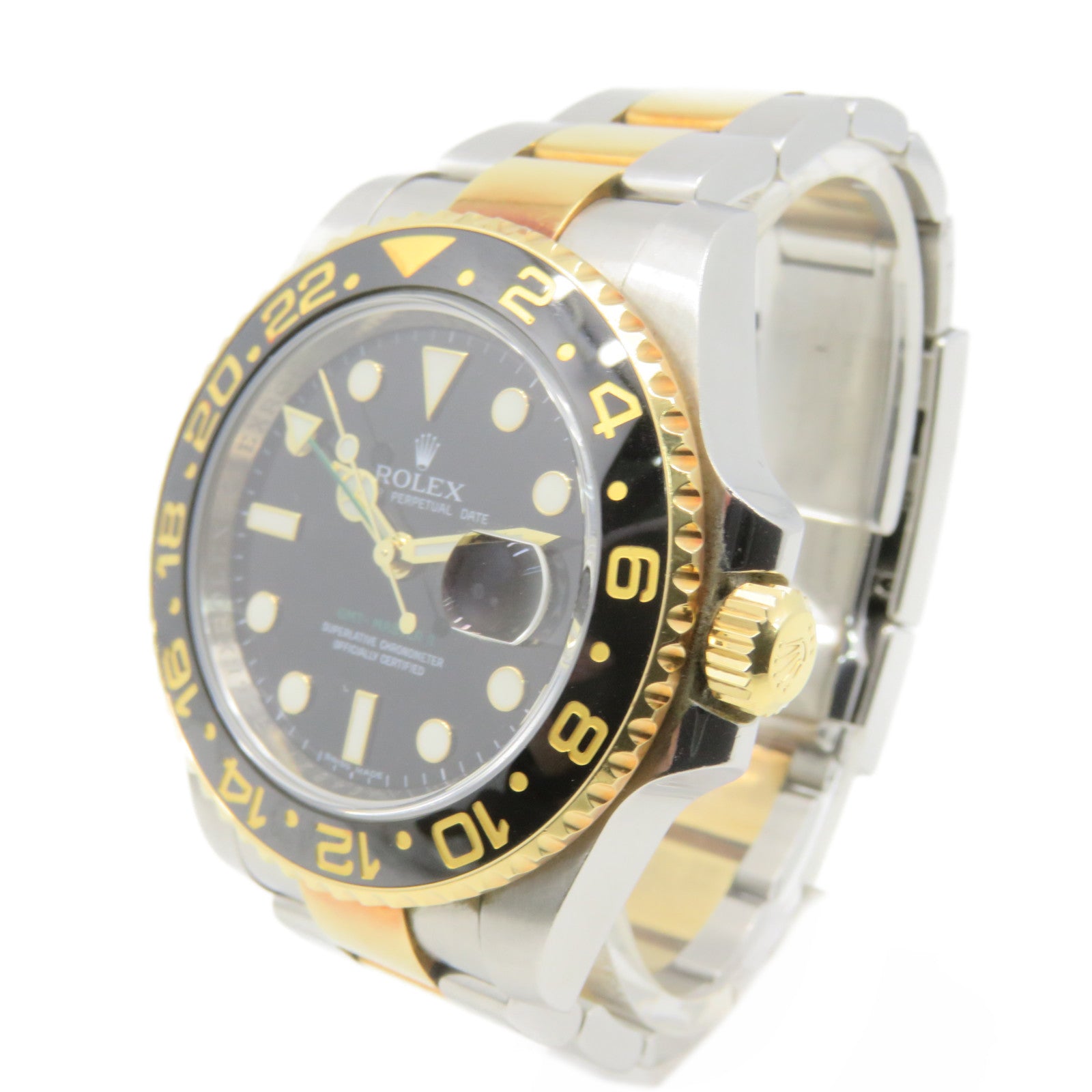 ROLEX GMT MasterⅡ Watch 18K黃金/不鏽鋼自動機芯手錶黑色