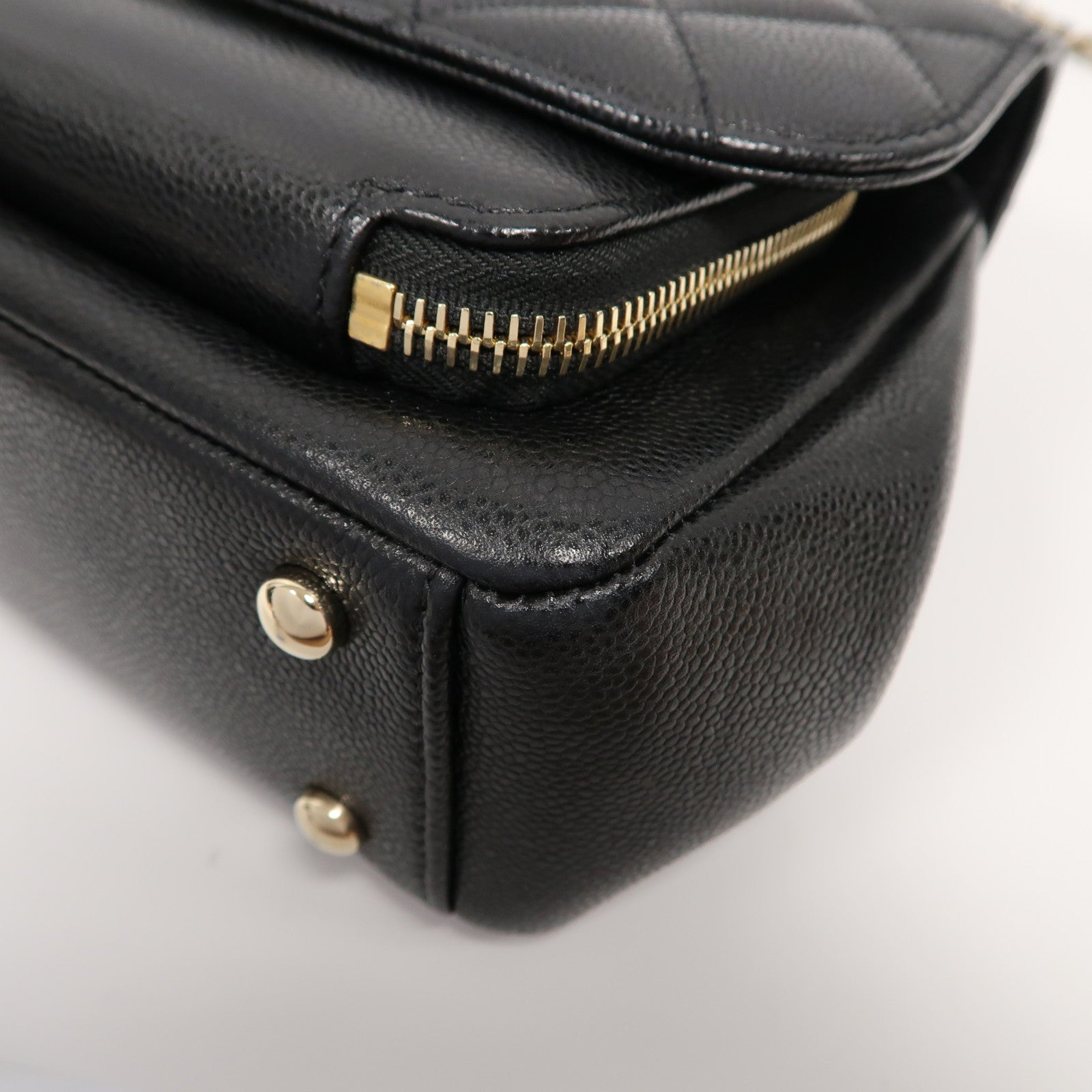 CHANEL 菱格Caviar皮革Business Affinity Bag金扣手挽肩背兩用袋黑色