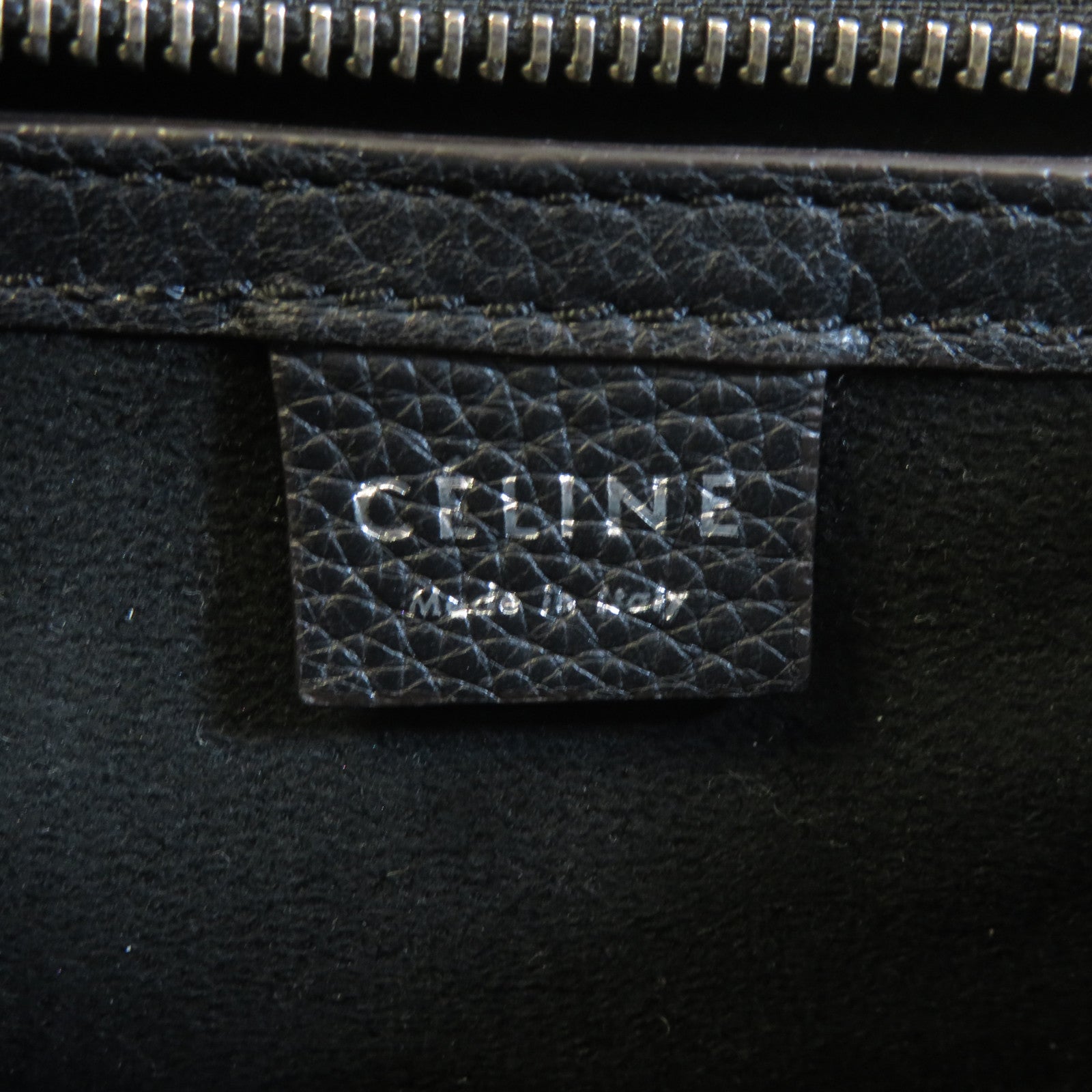 CELINE 牛皮皮革Nano Luggage銀扣手挽肩背兩用袋黑色