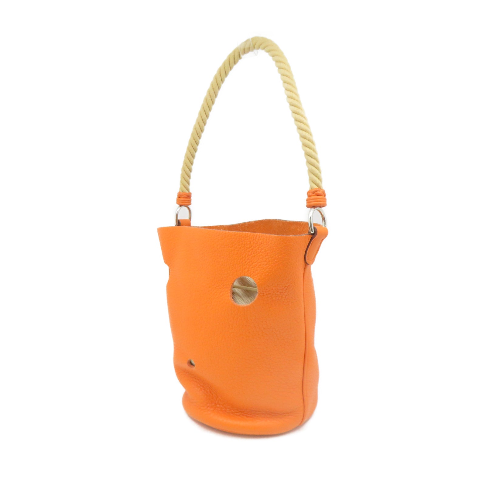 HERMES Clemence Leather Mangeoire PM Shoulder Bag Orange Orange