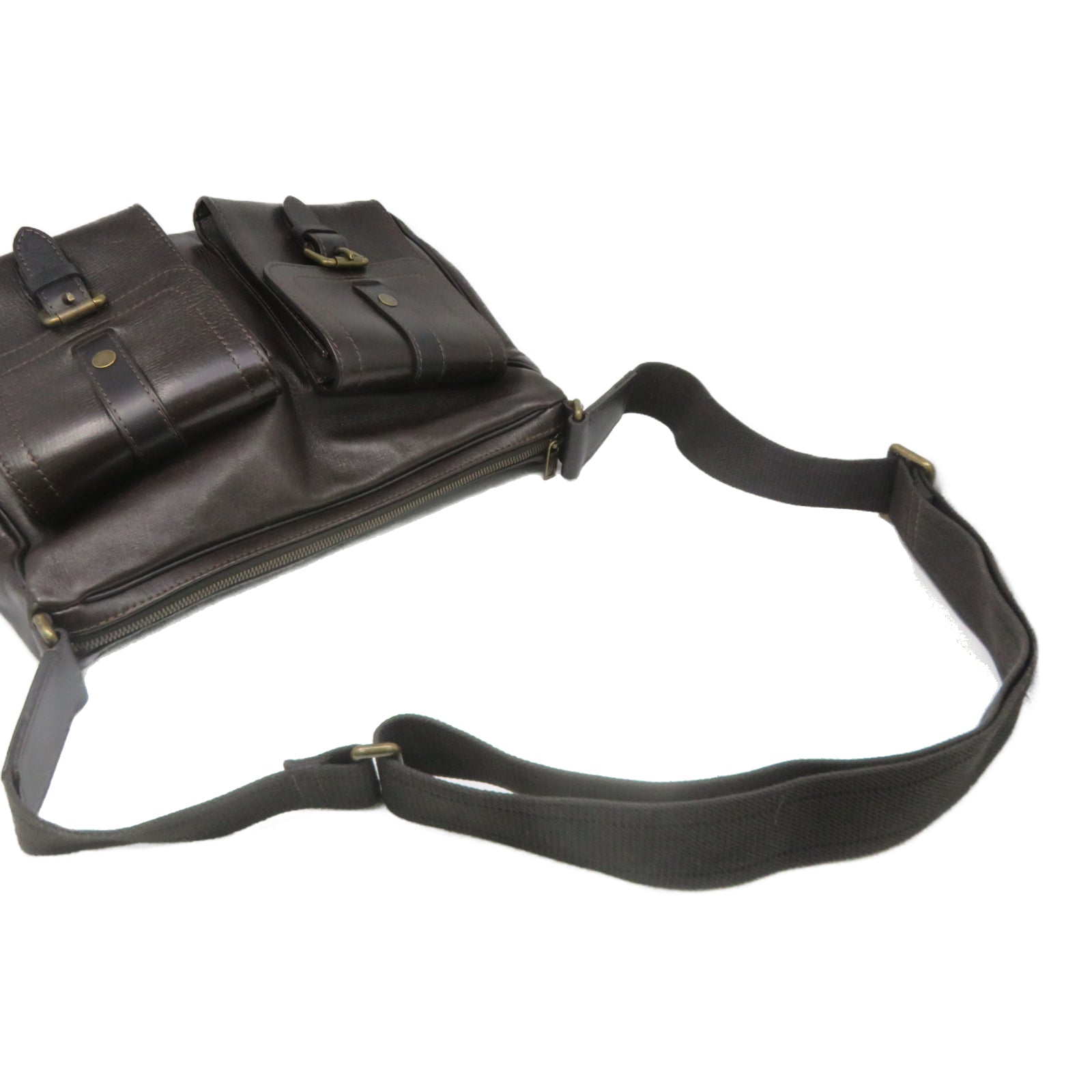LOUIS VUITTON 牛皮皮革Whichita金扣肩背袋棕色