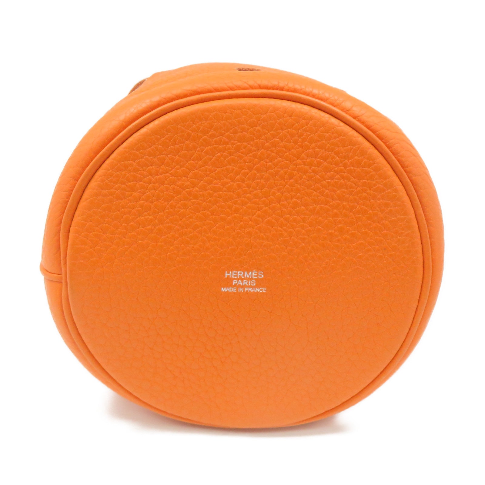 HERMES Clemence Leather Mangeoire PM Shoulder Bag Orange Orange