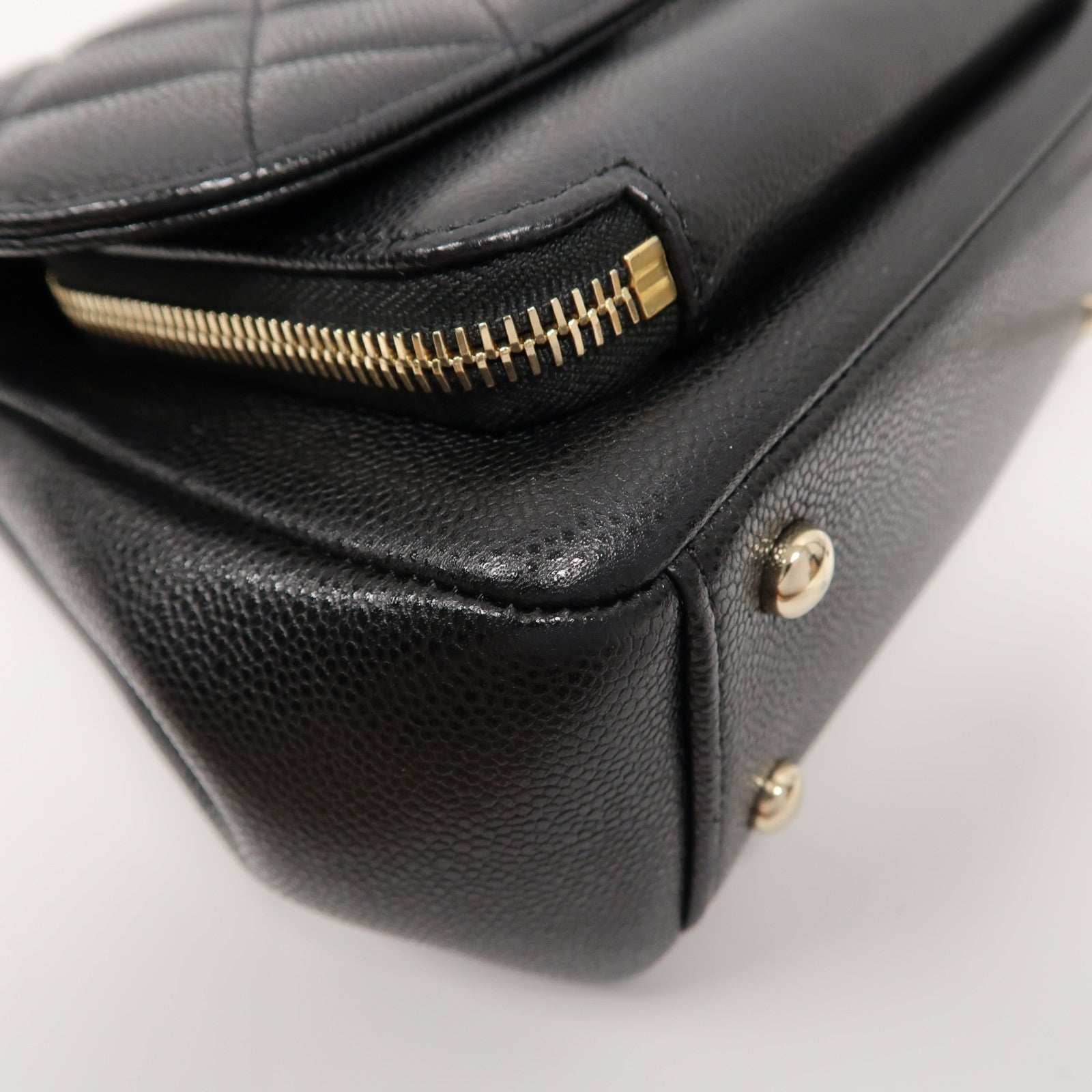 CHANEL 菱格Caviar皮革Business Affinity Bag金扣手挽肩背兩用袋黑色