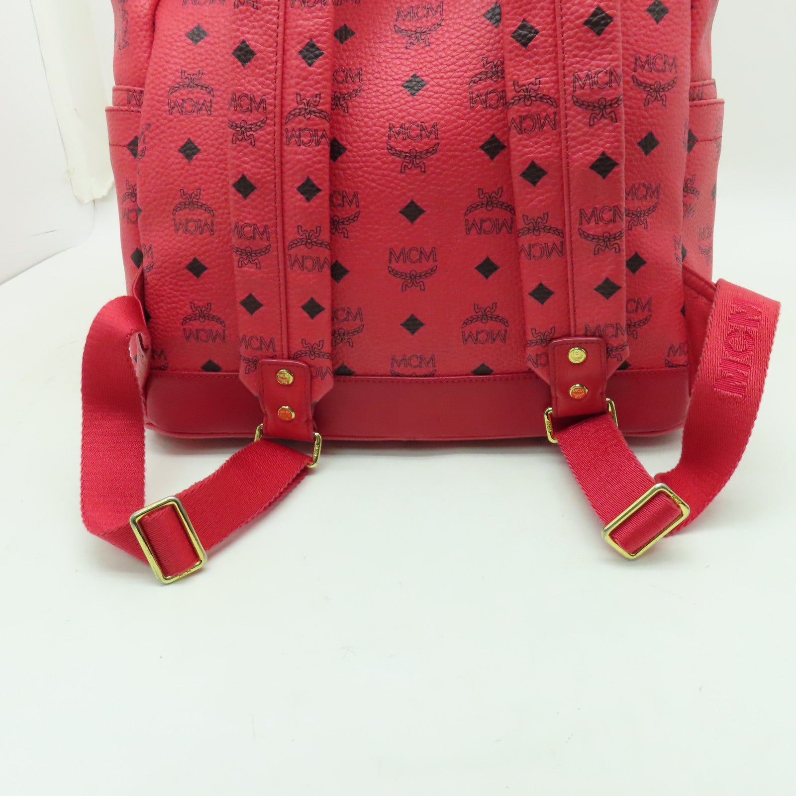 MCM 牛皮皮革Rucksack金扣背包紅色