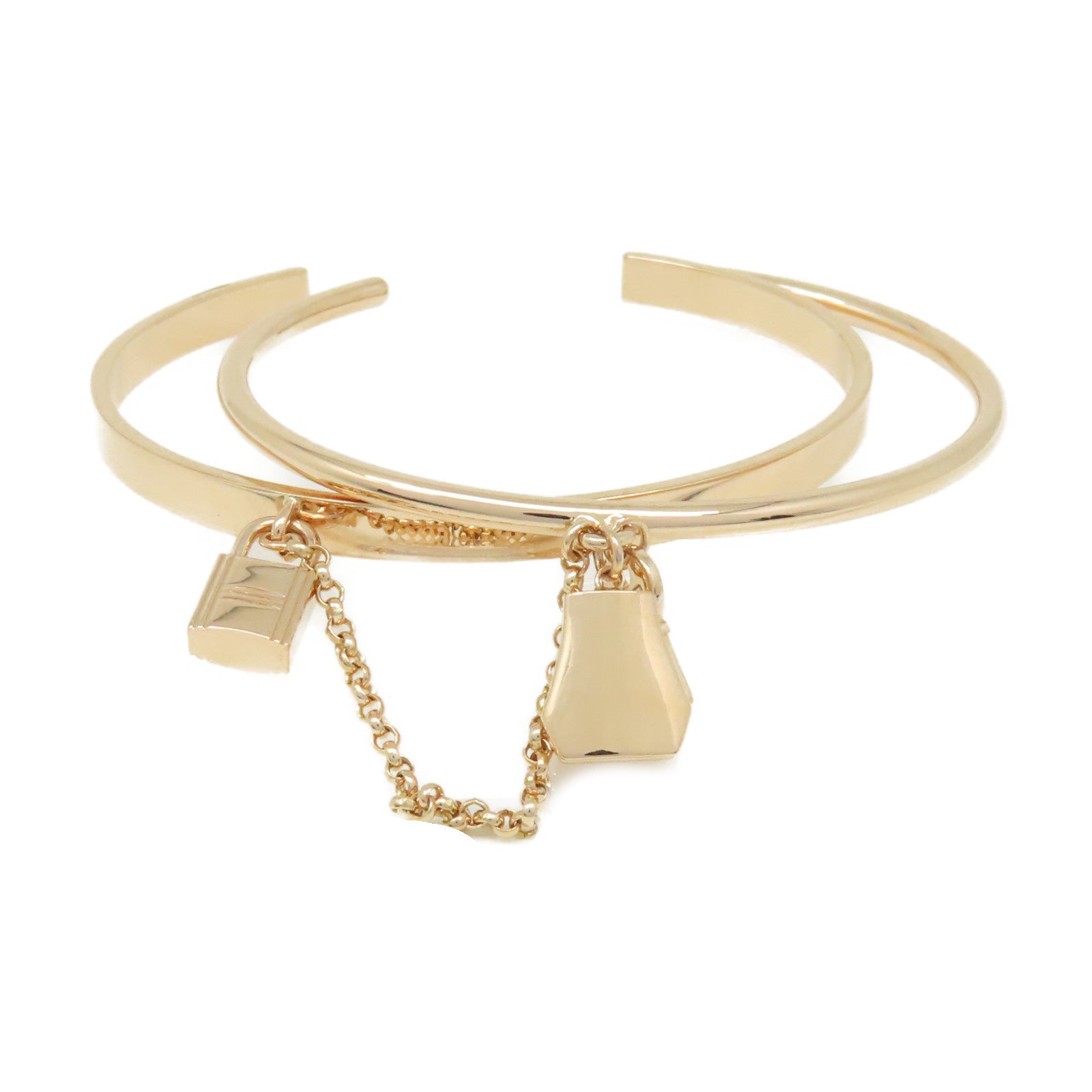 HERMES 18K玫瑰金Double Kelly Clochette Jonc PM Bangle手鐲