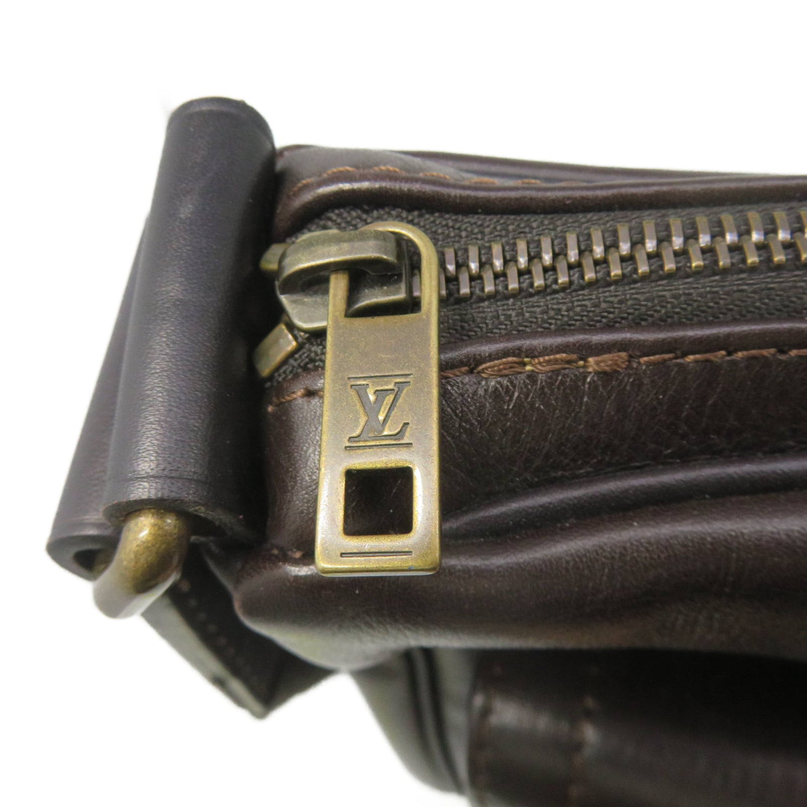 LOUIS VUITTON 牛皮皮革Whichita金扣肩背袋棕色