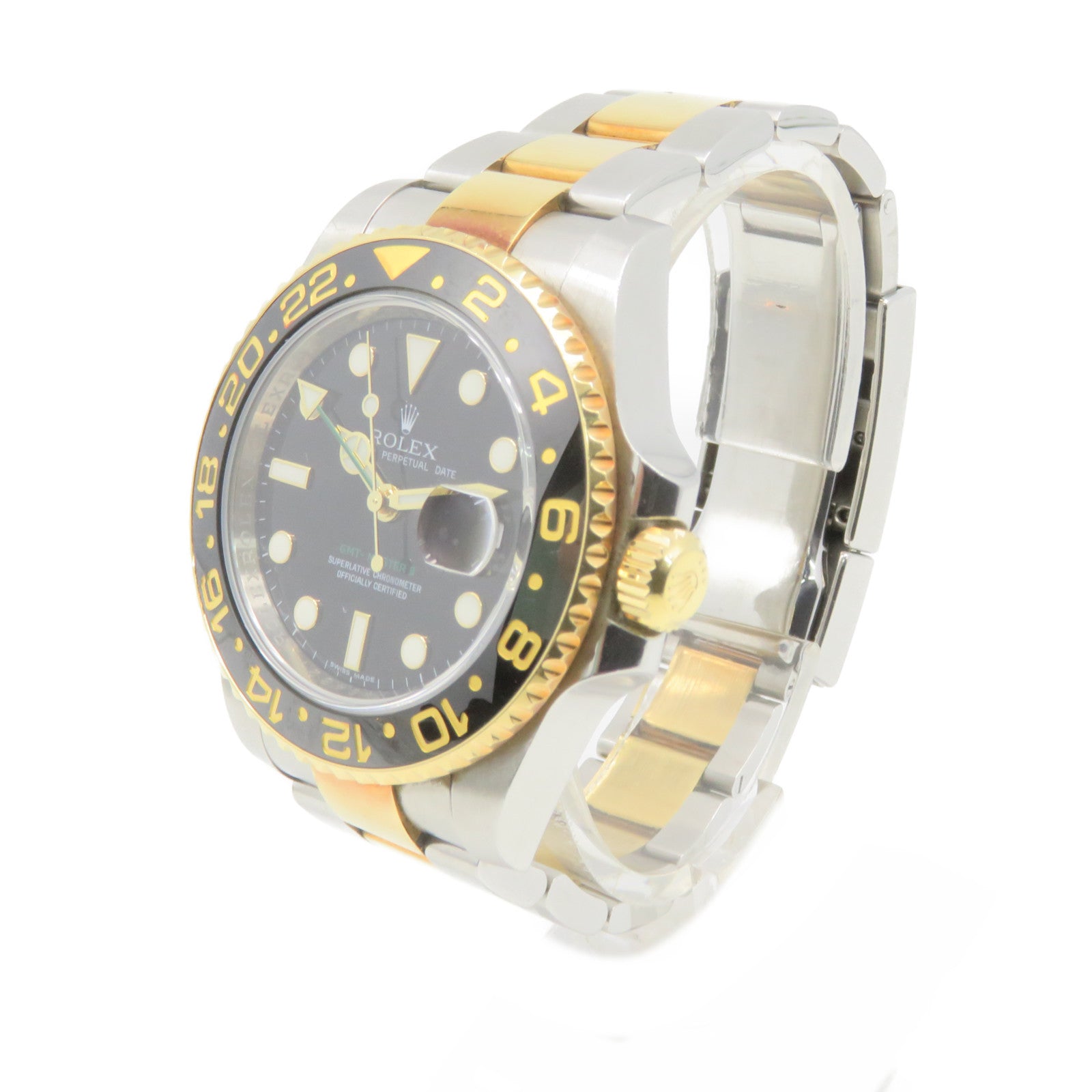 ROLEX GMT MasterⅡ Watch 18K黃金/不鏽鋼自動機芯手錶黑色