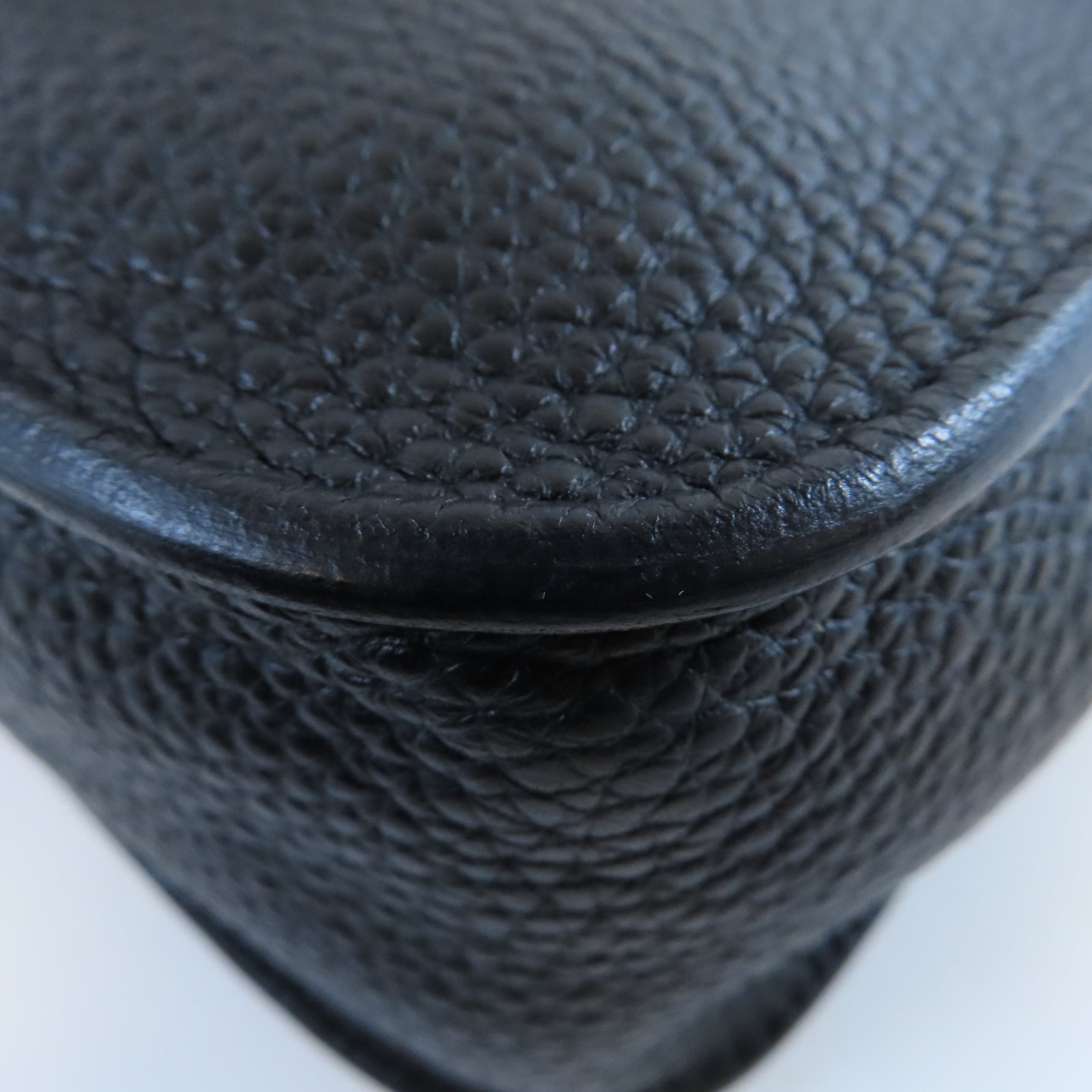 HERMES Clemence皮革Halzan 25銀扣手挽肩背兩用袋Noir黑色