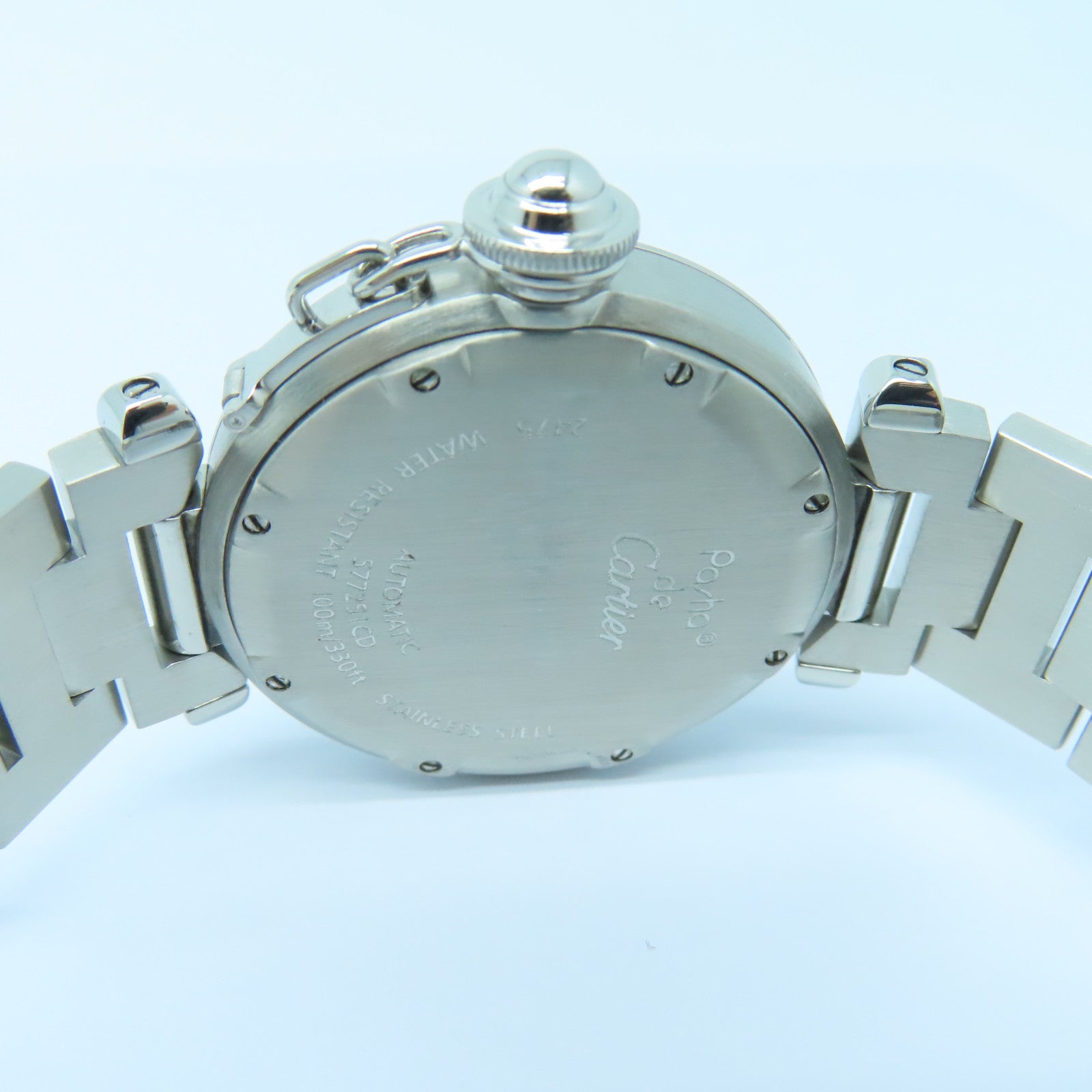 CARTIER Pasha C Big Date Stainless Steel Watch Automatic Movement White