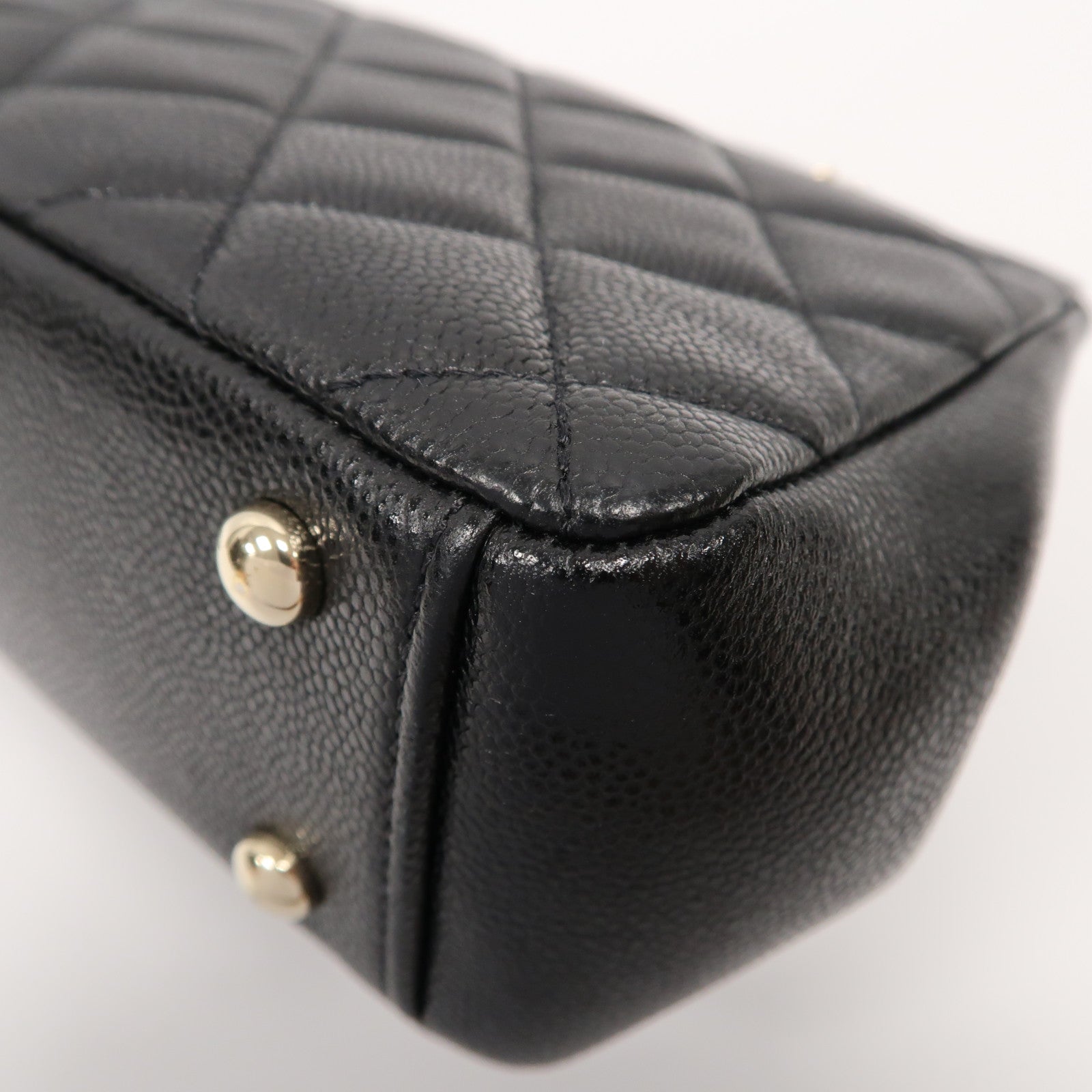 CHANEL 菱格Caviar皮革Business Affinity Bag金扣手挽肩背兩用袋黑色