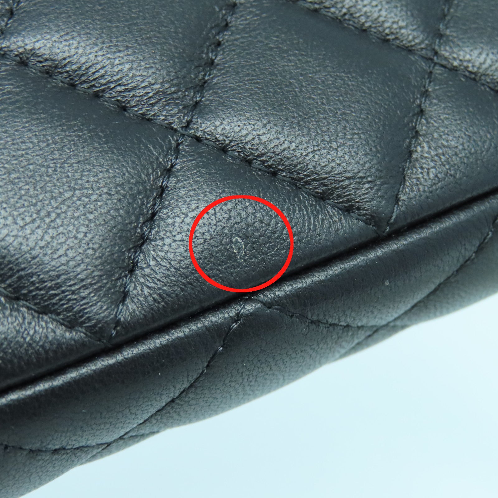 CHANEL 菱格羊皮皮革Chain Shoulder Bag金扣链带肩背袋黑色