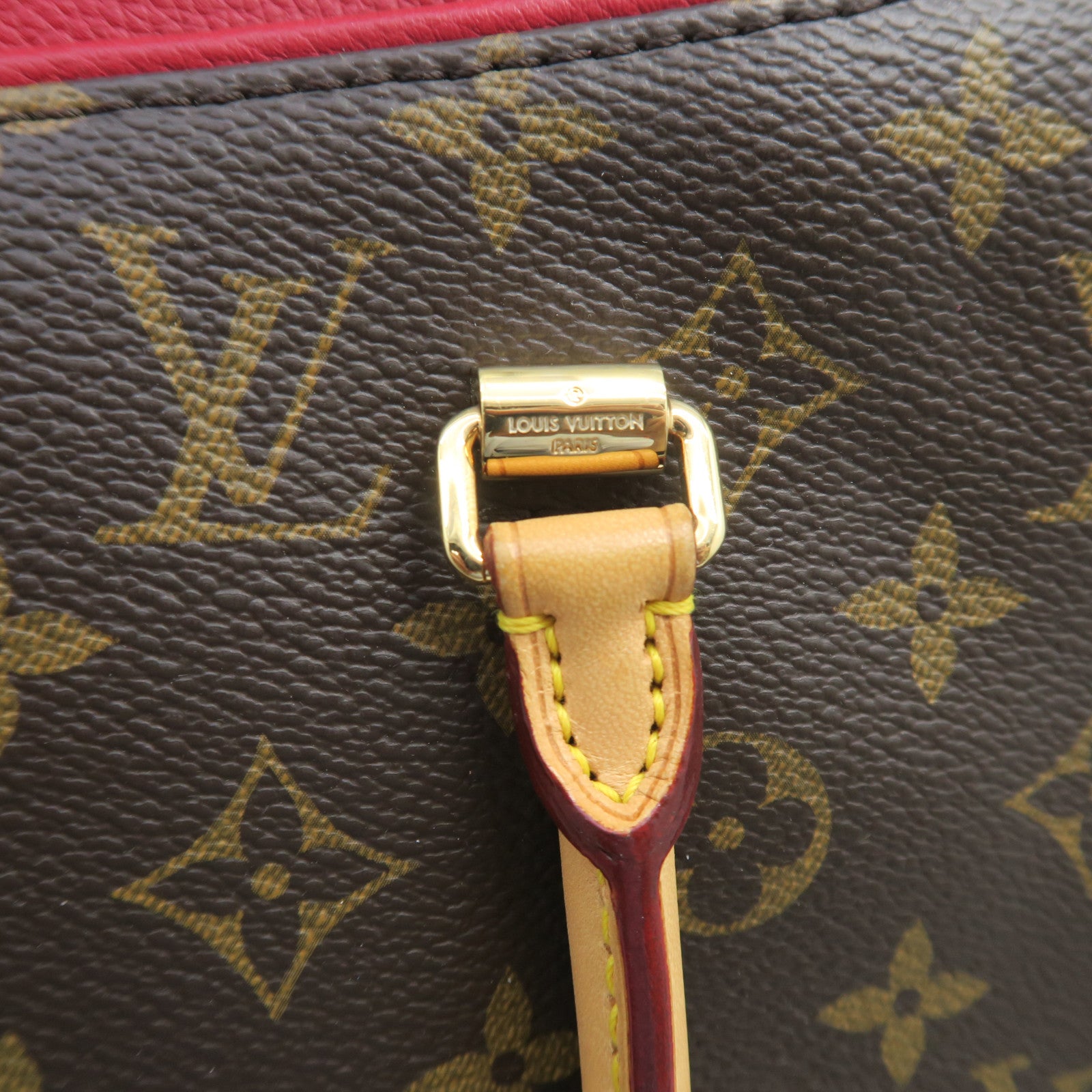 LOUIS VUITTON Monogram Pallas MM Gold Buckle Handle Shoulder Bag Brown/Red