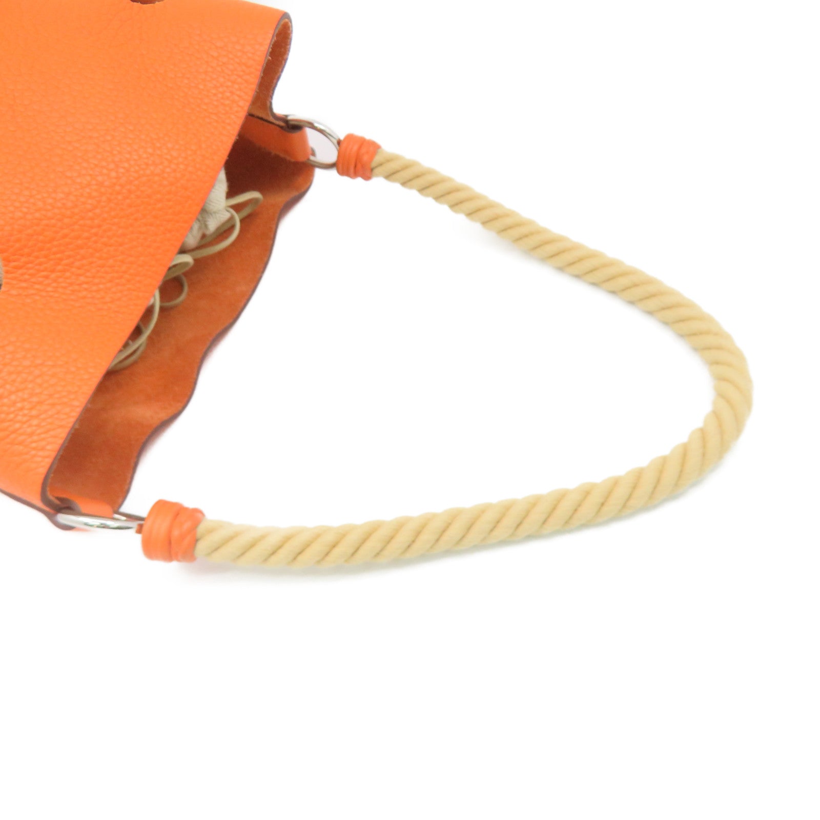 HERMES Clemence Leather Mangeoire PM Shoulder Bag Orange Orange