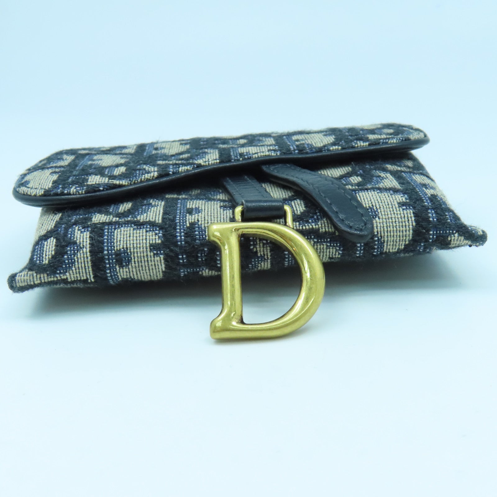 Dior 【激減優惠】帆布Card Case With Chain金扣鏈帶肩背袋藍色
