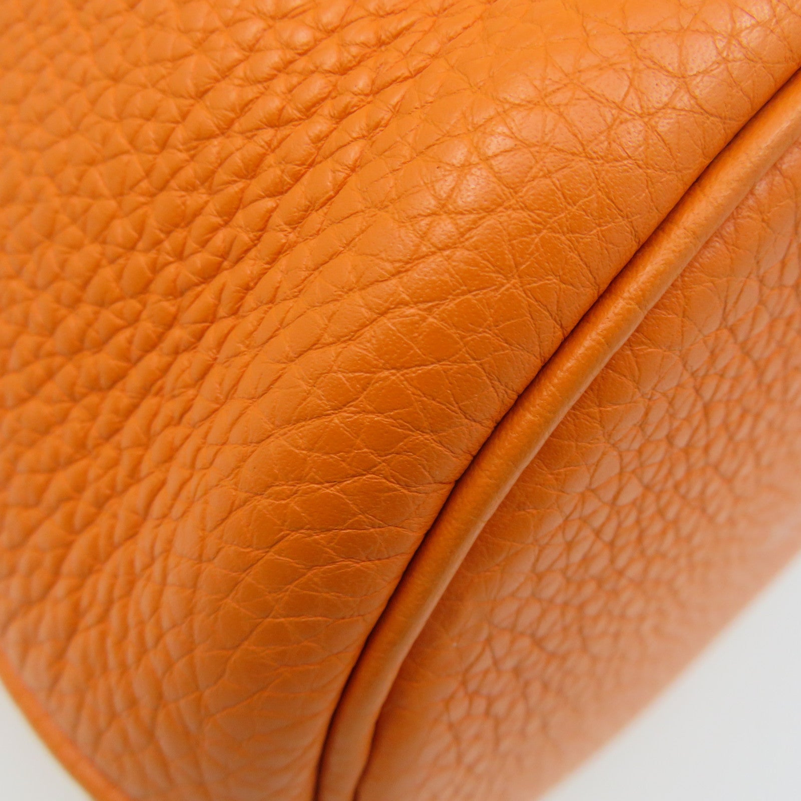 HERMES Clemence Leather Mangeoire PM Shoulder Bag Orange Orange