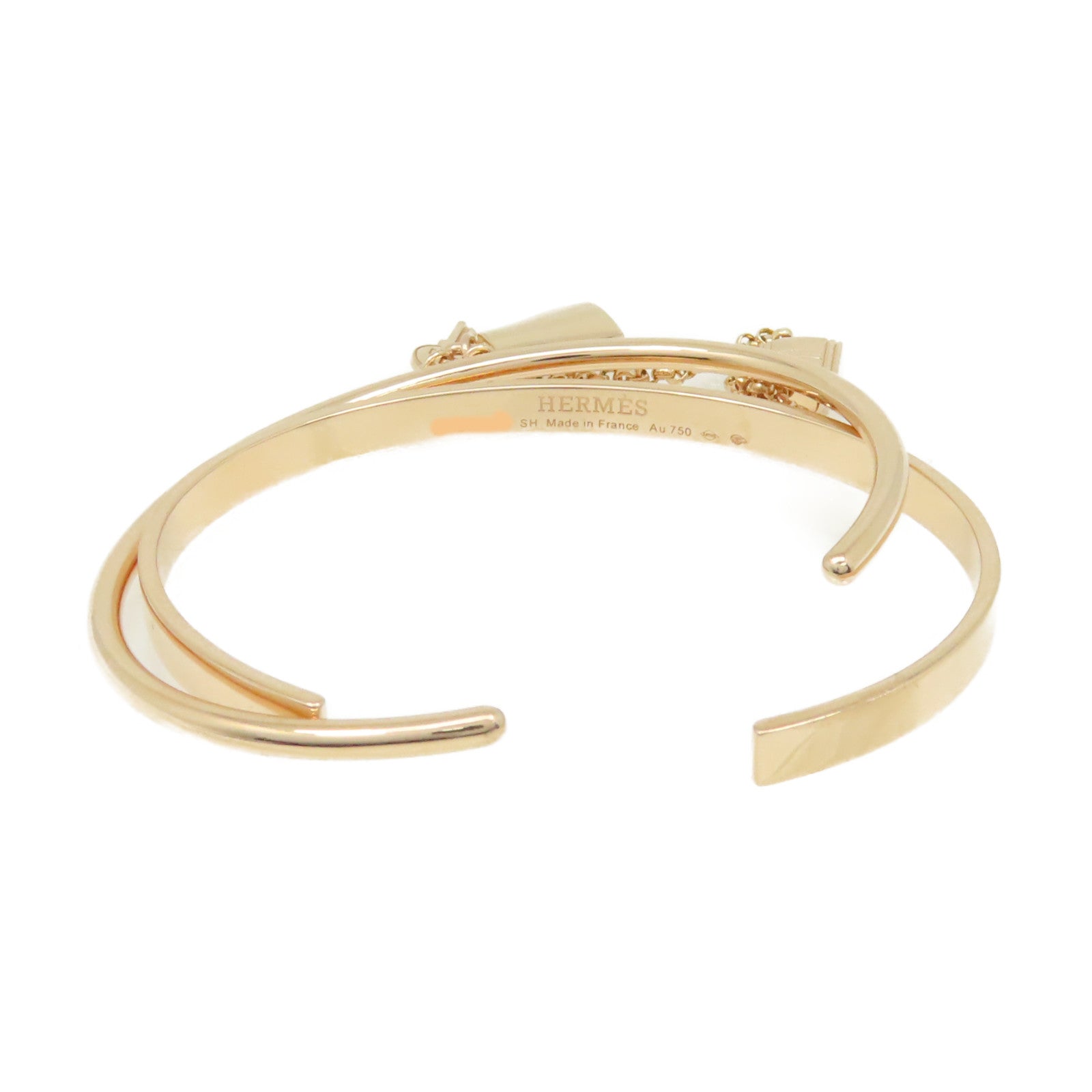 HERMES 18K玫瑰金Double Kelly Clochette Jonc PM Bangle手鐲