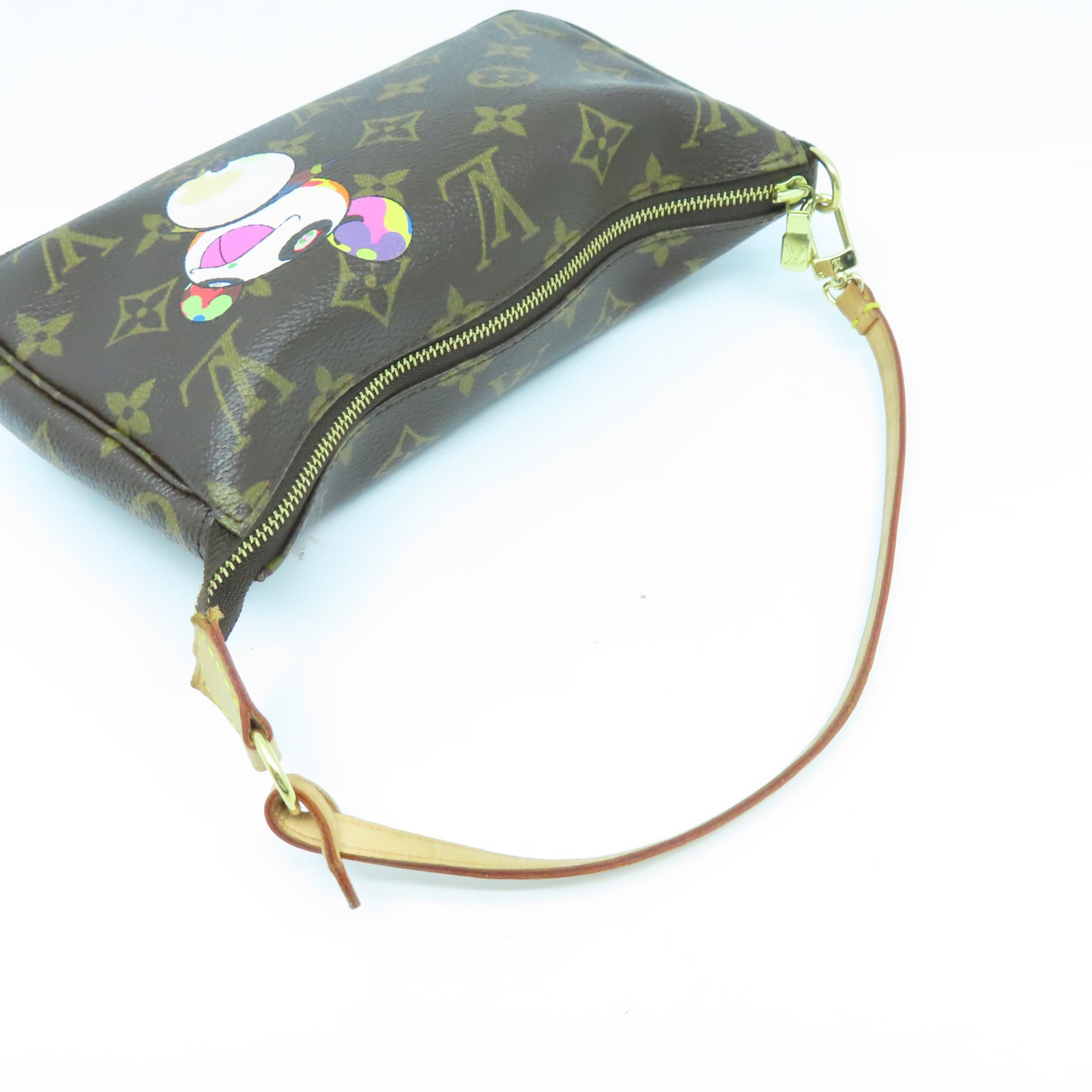 LOUIS VUITTON Monogram Pochette Accessories金扣手拿包棕色