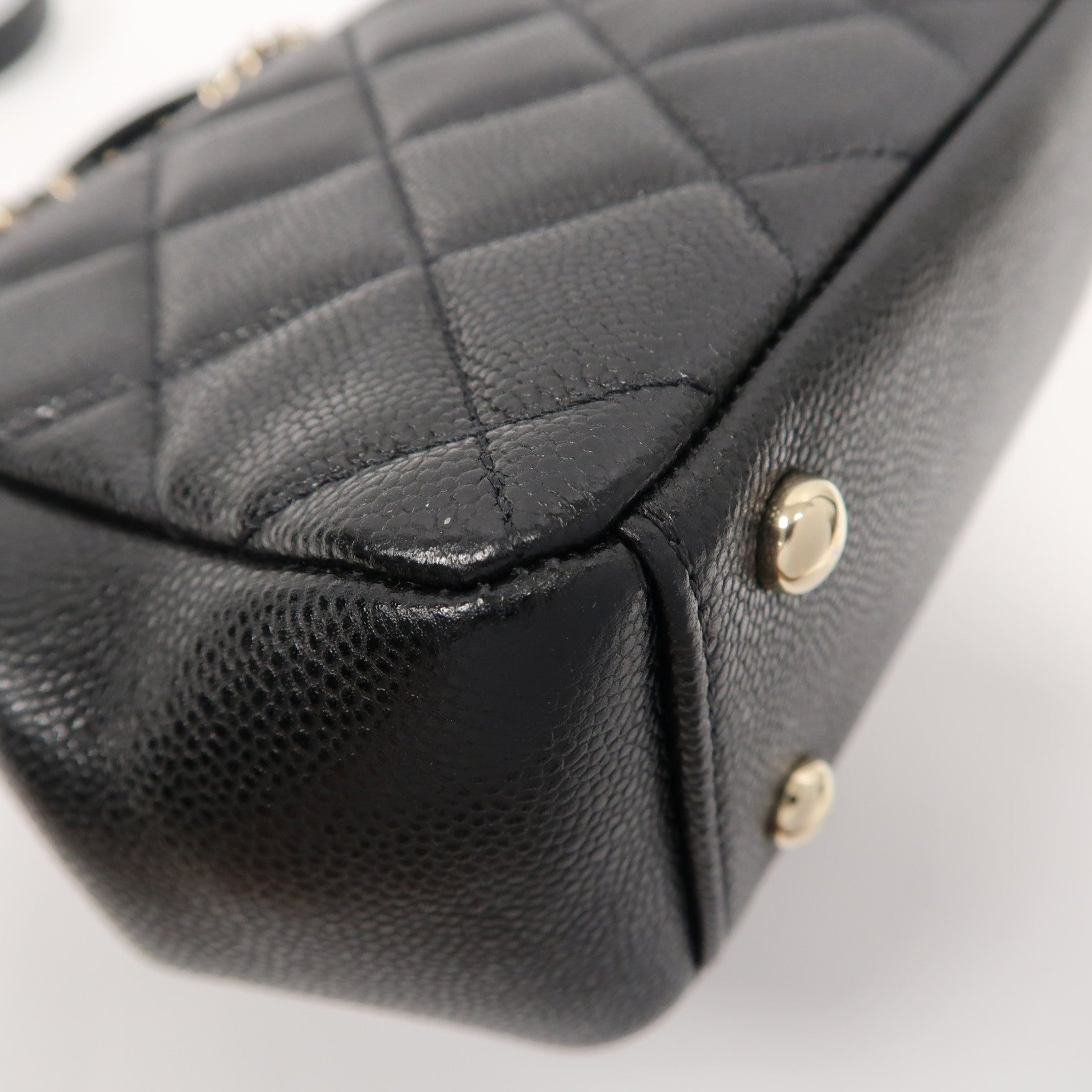 CHANEL 菱格Caviar皮革Business Affinity Bag金扣手挽肩背兩用袋黑色