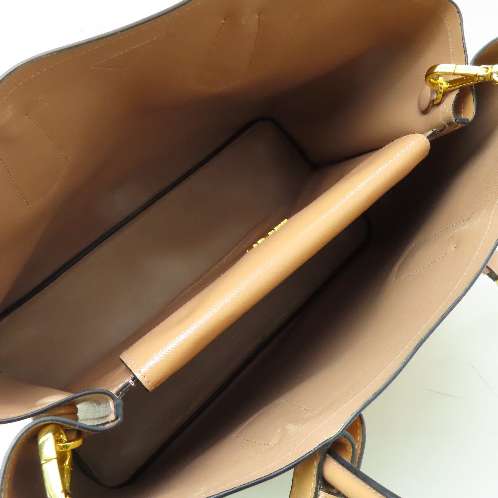 PRADA 漆皮皮革2 Way Shoulder Bag金扣手挽肩背兩用袋啡色