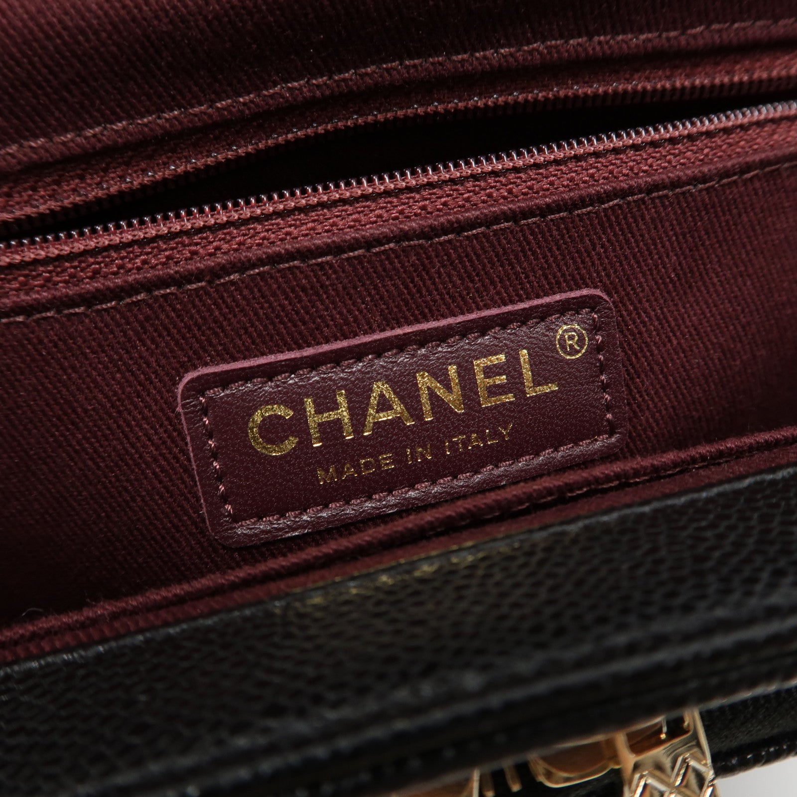 CHANEL 菱格Caviar皮革Business Affinity Bag金扣手挽肩背兩用袋黑色