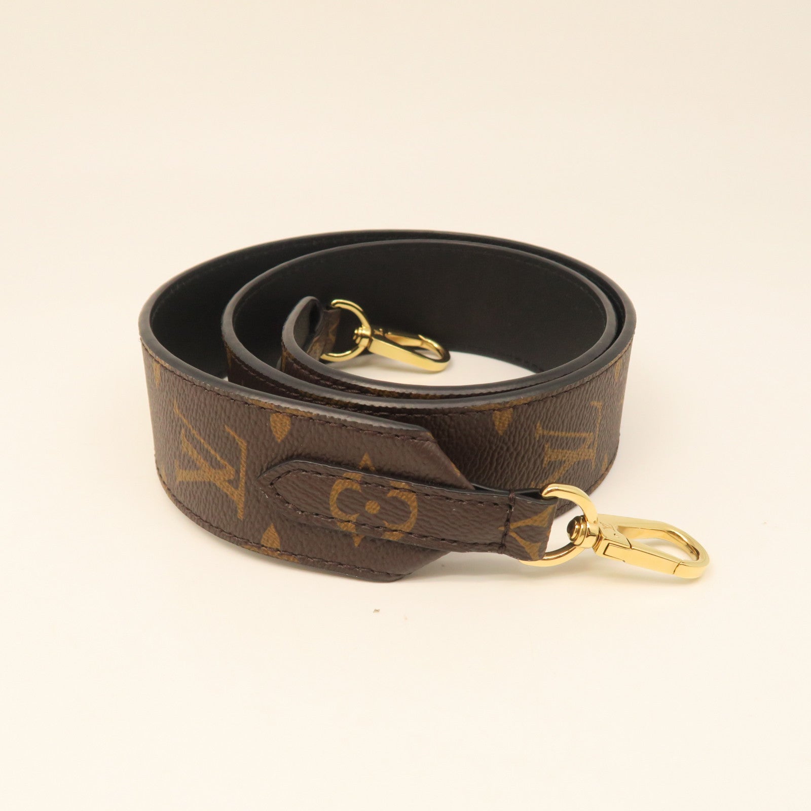 LOUIS VUITTON Monogram Strap Gold Buckle Shoulder Strap Brown