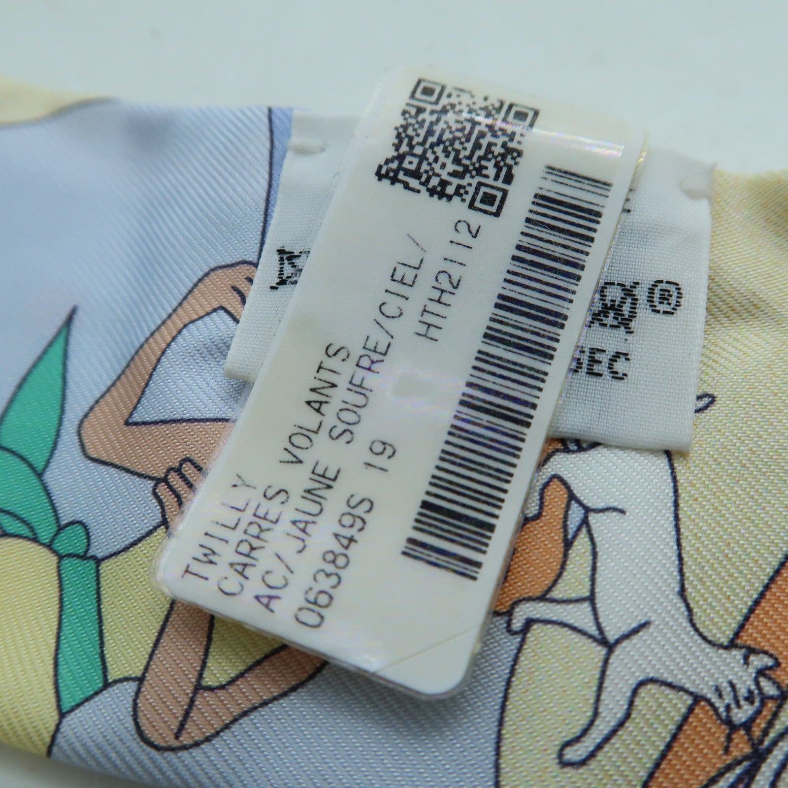 HERMES 絲質Twilly絲巾淺黃色