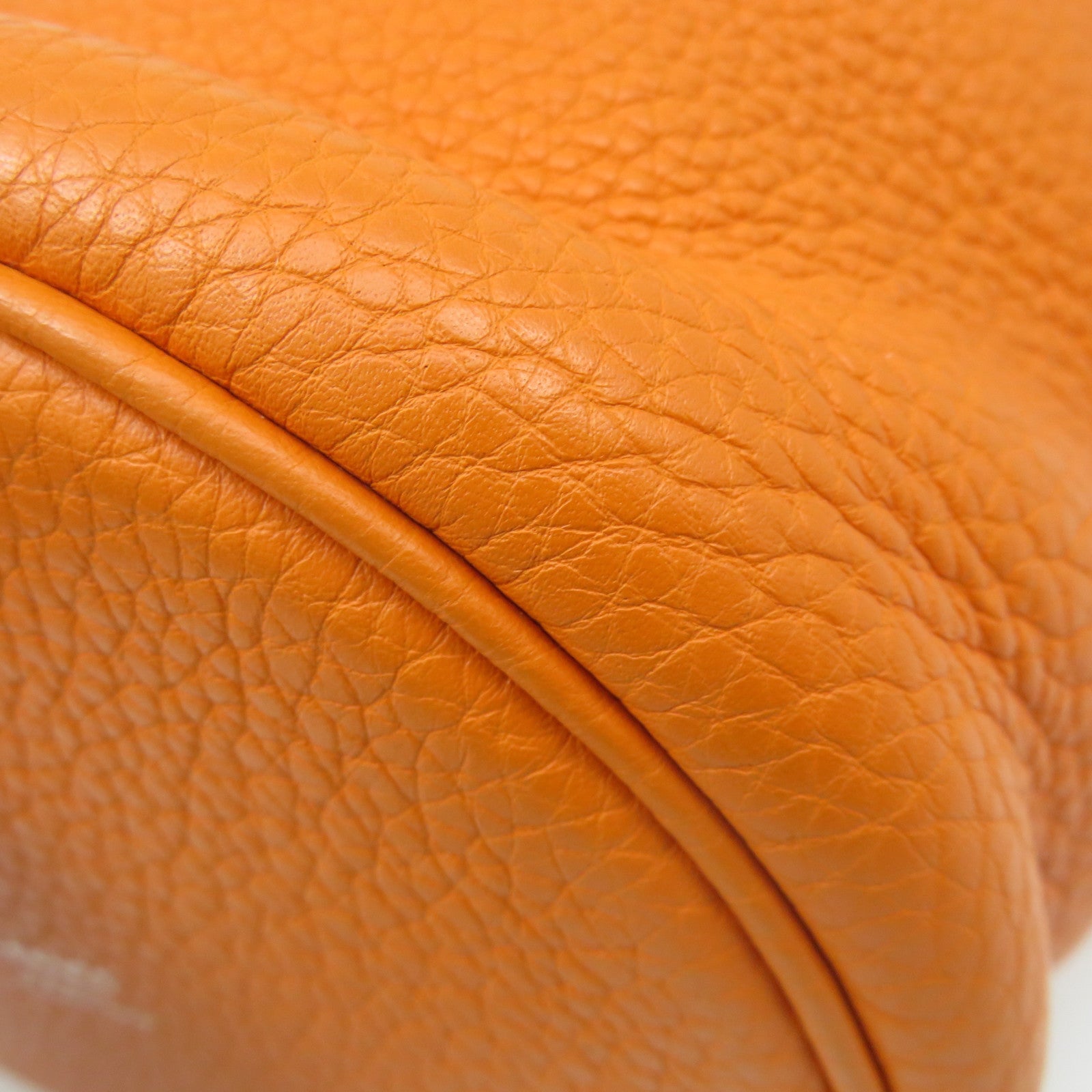 HERMES Clemence Leather Mangeoire PM Shoulder Bag Orange Orange